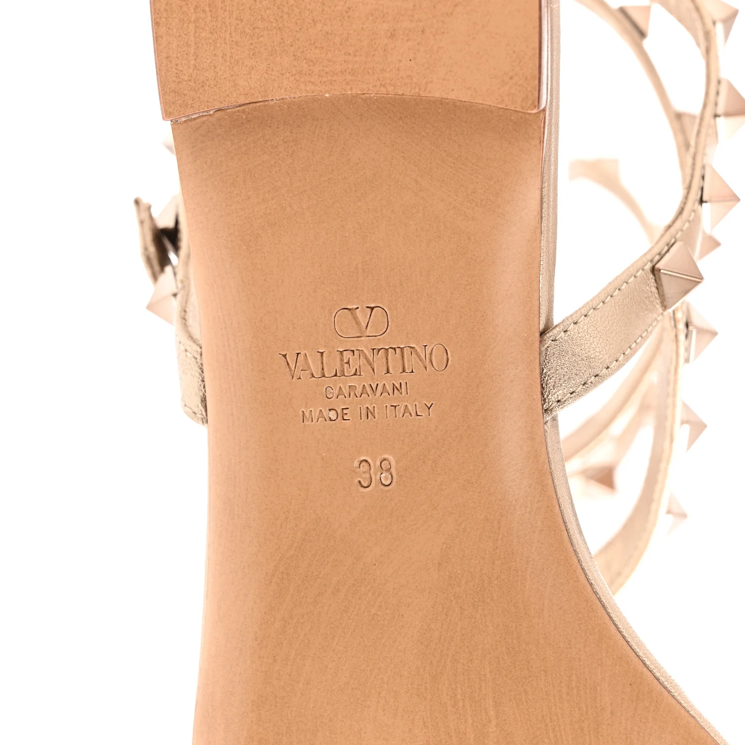 Nappa Rockstud Ankle Strap Flat Thong Sandals 38 Skin