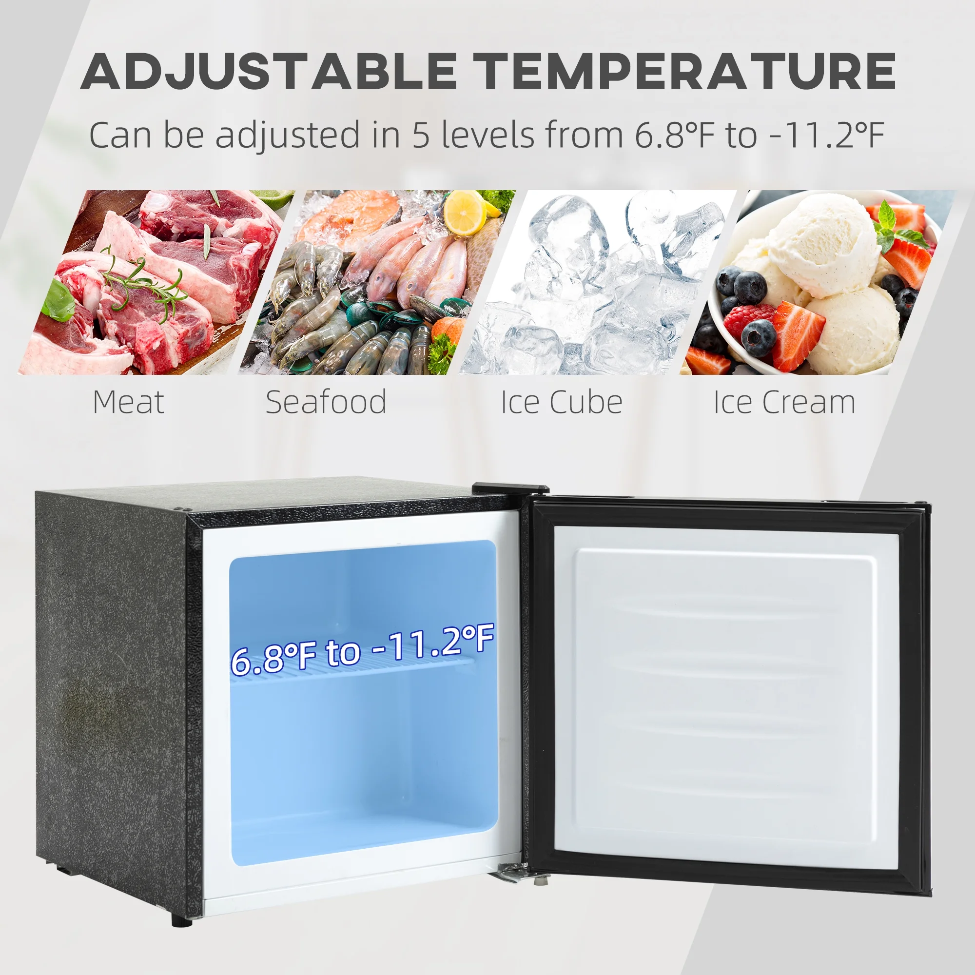 Mini Freezer Countertop, 1.1 Cu.Ft Compact Upright Freezer With Removable Shelves, Reversible Door For Home, Dorm, Apartment And Office, Gray - Image 4