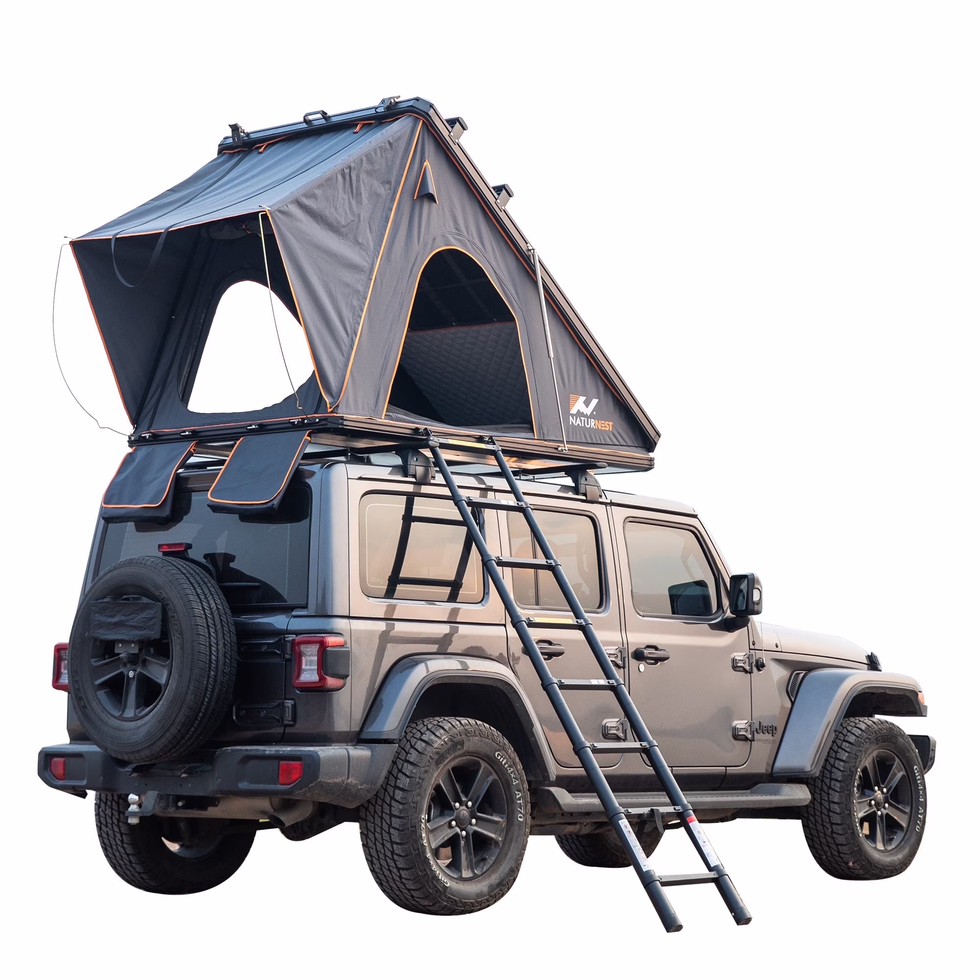 Polaris2 Hardshell Rooftop Tent with 2 Luggage Racks, Car Roof Top Tent with AC Inlets, 3 Color LED Lights and Internal USB Plug for Vans, Jeeps, SUVs and Trucks, 2 3 Person Tent