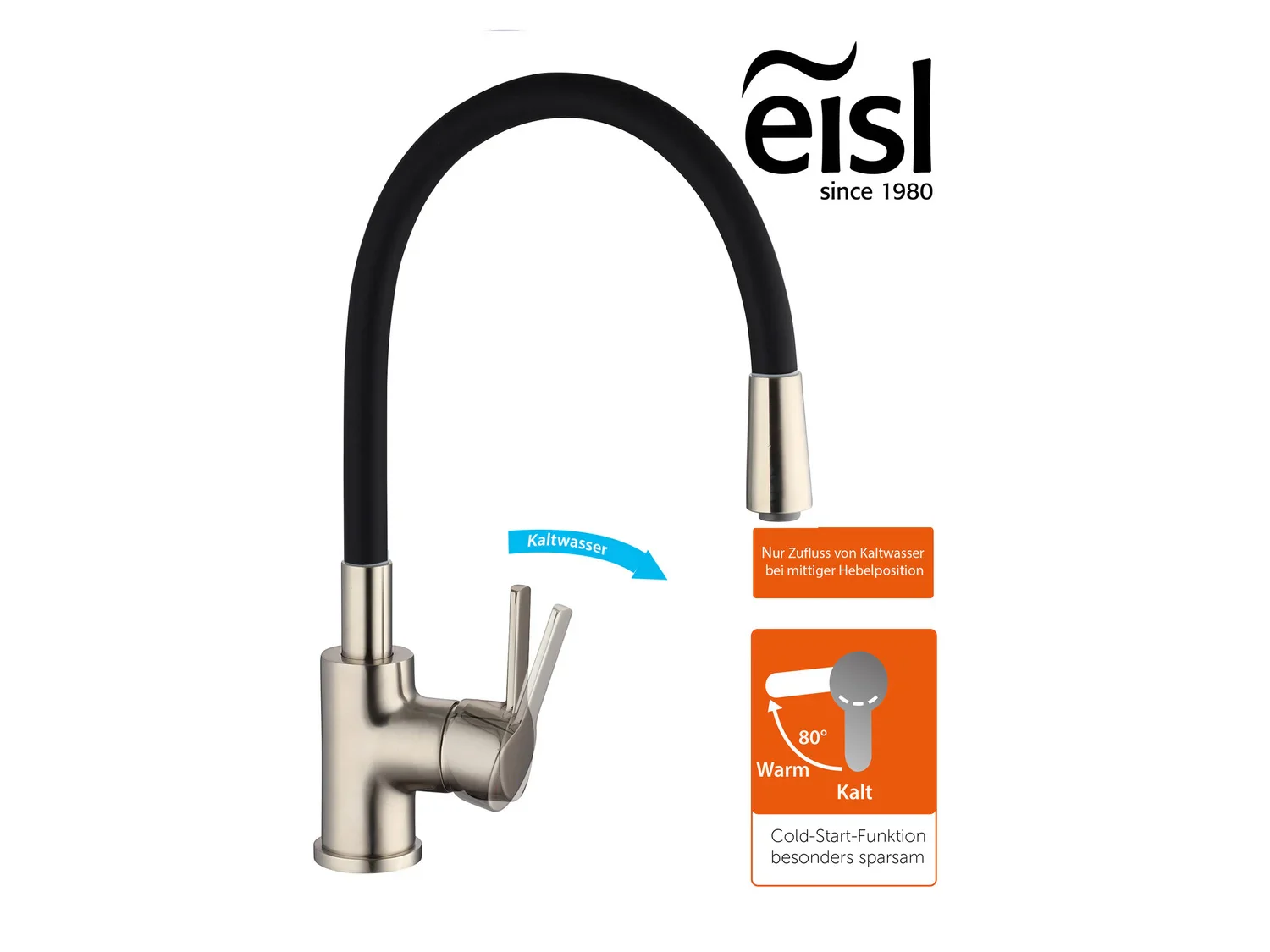 Eisl Mitigeur de cuisine Flexo, avec fonction Cold Start