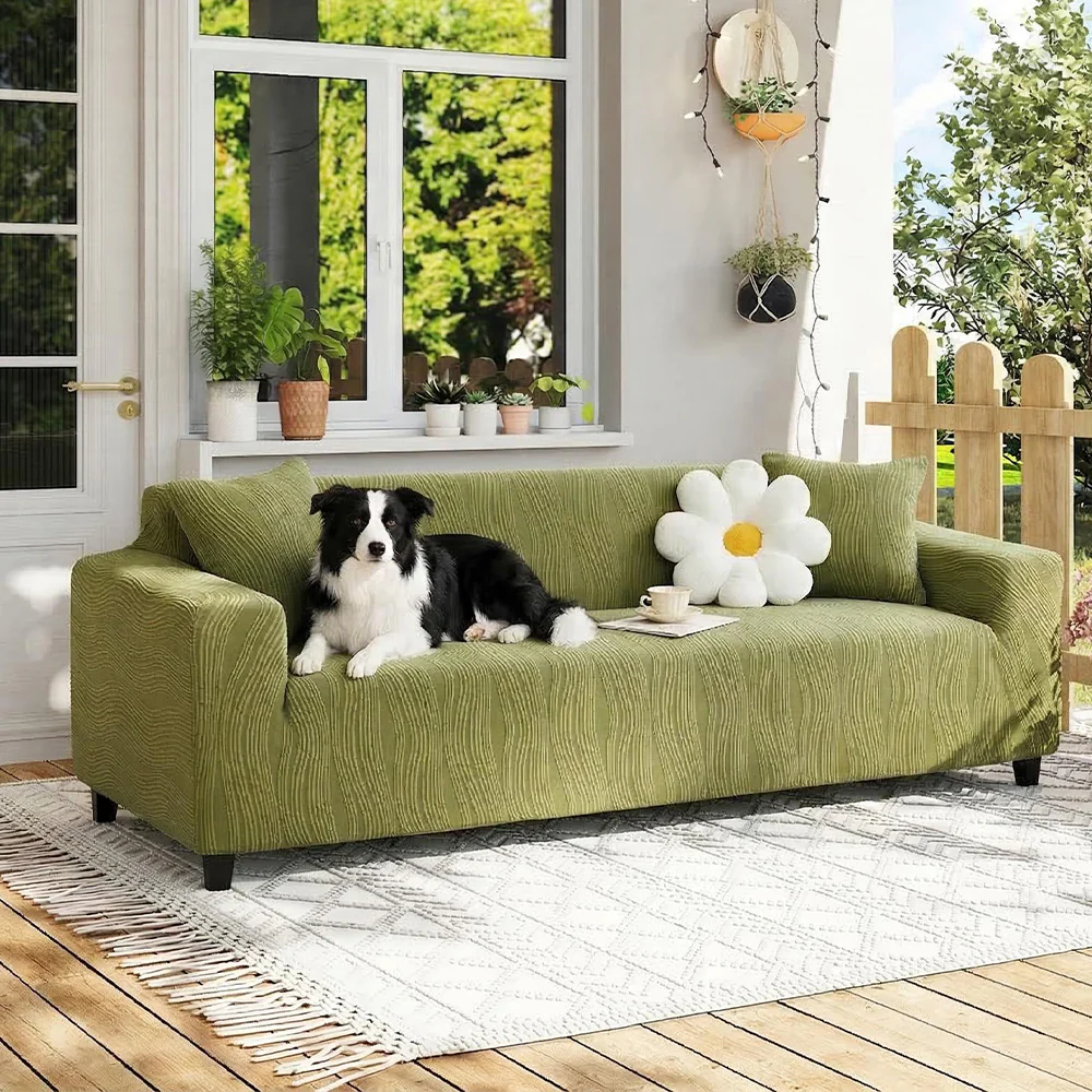 Jacquard Stretch Full-Cover Anti-scratch Outdoor Couch Cover