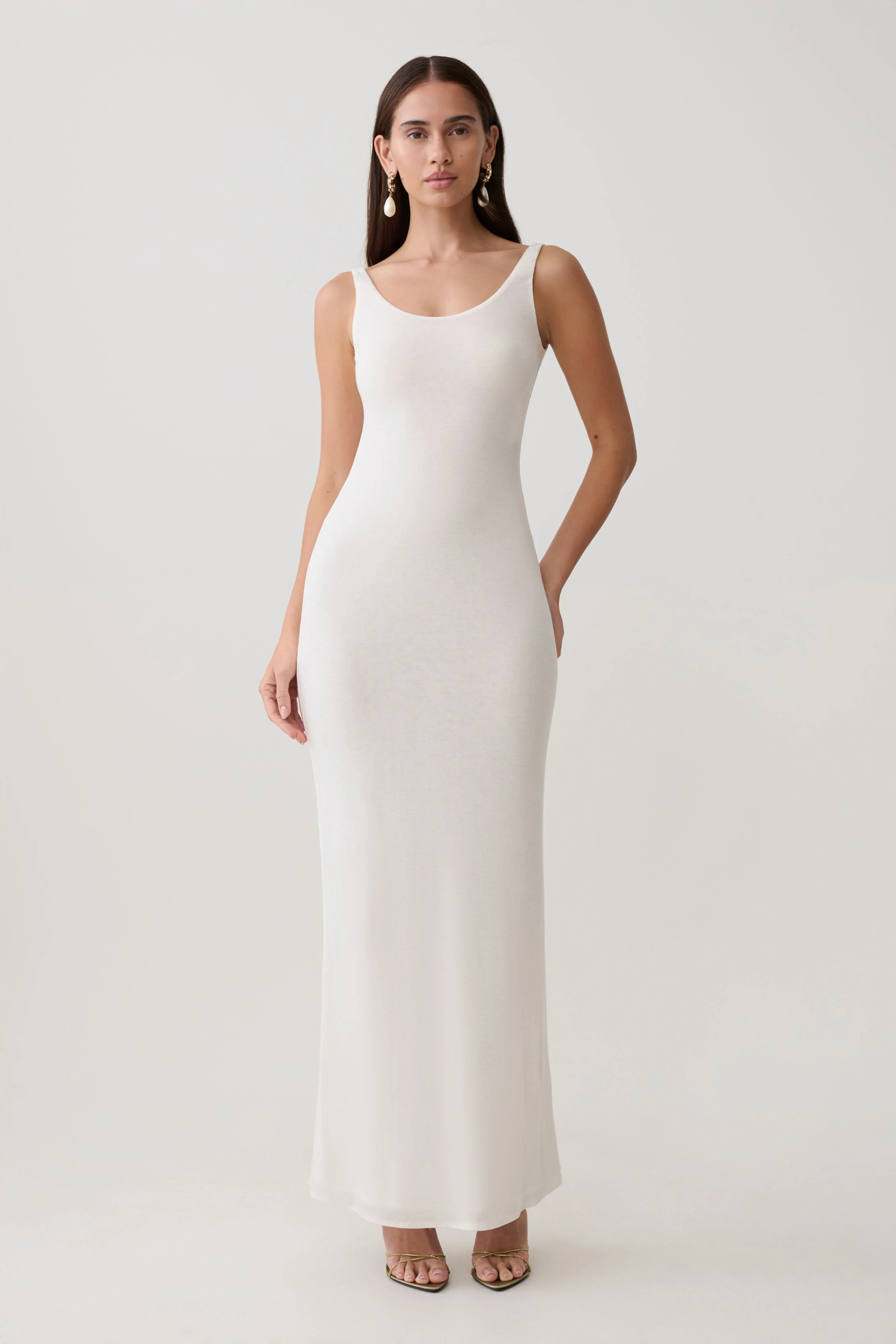 Gwenaelle Scoop Neck Jersey Maxi Dress - White