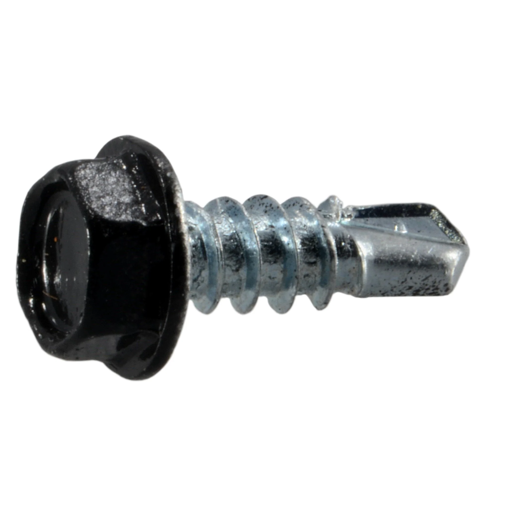 Galvanized #8 x 1/2 in Hex Head Self-Drilling Screws, Black Finish (100-Pack Bag) - SKU GSC812BHBK