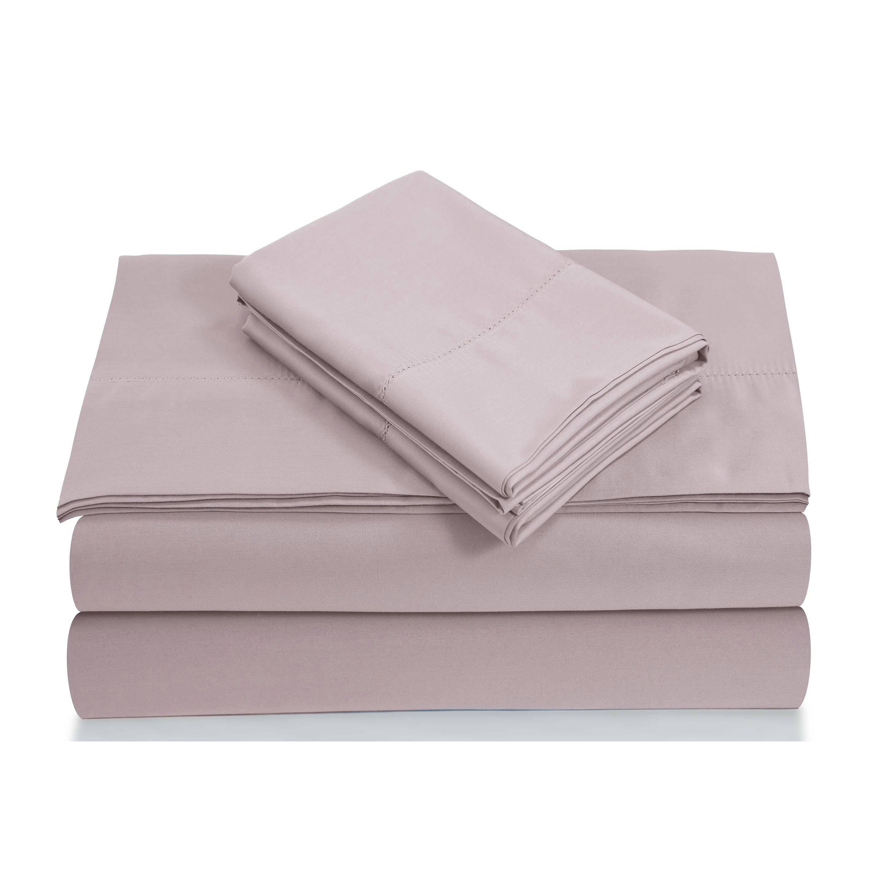 Tribeca Living 800-Thread Count Egyptian Cotton Sateen Deep-Pocket Sheet Set Purple Cal King
