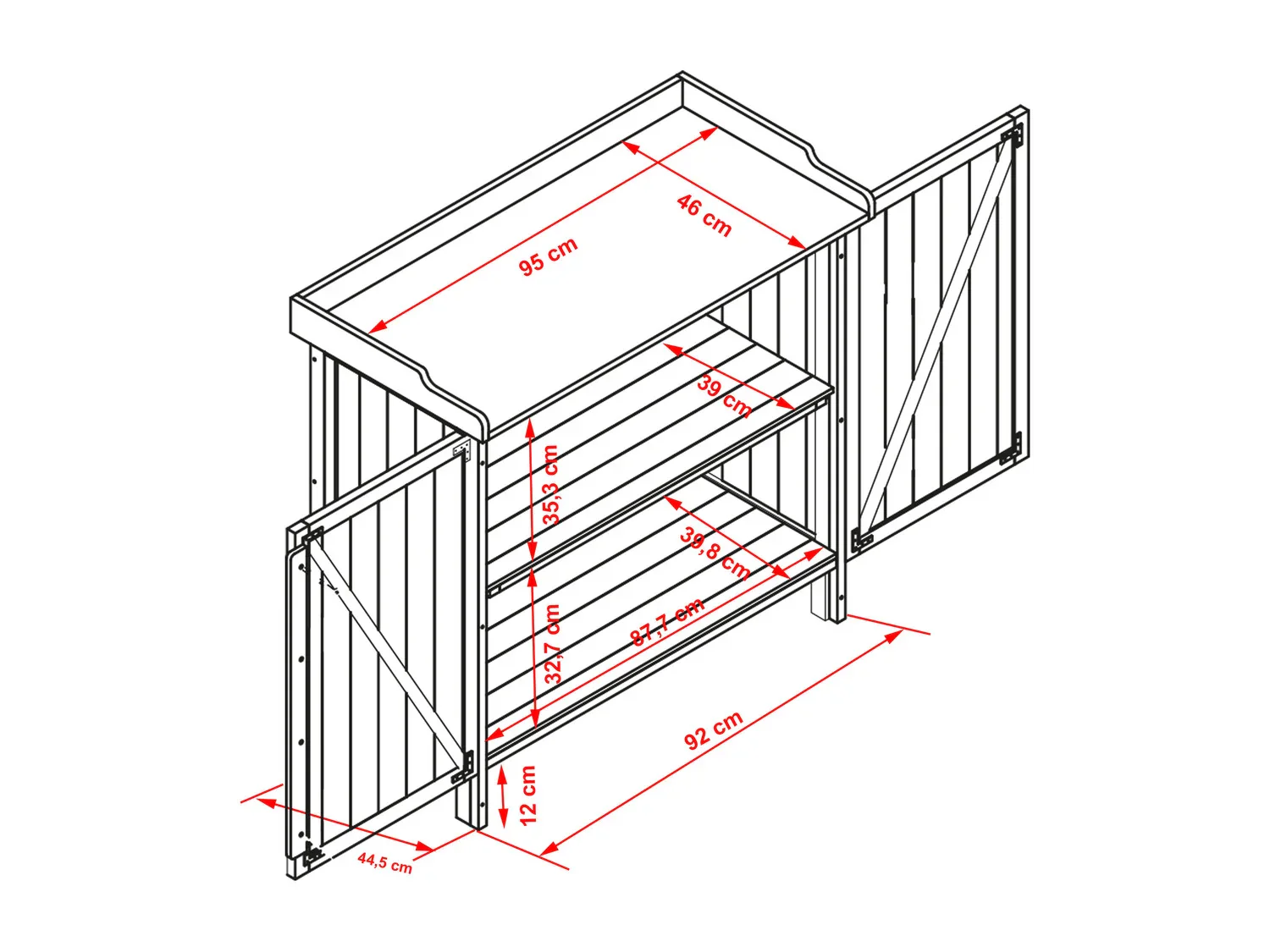 HABAU Table de jardin avec meuble bas, 98 x 48 x 95 cm