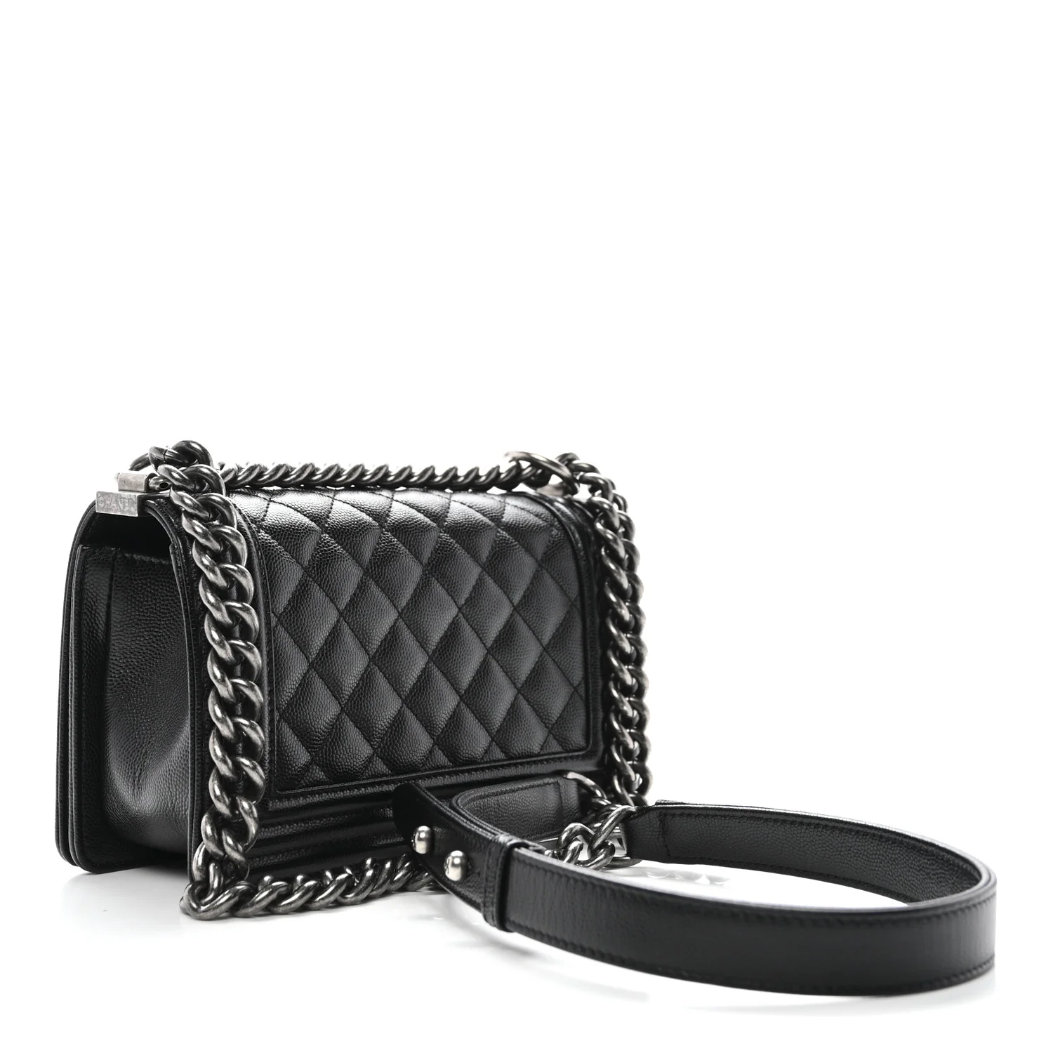 Caviar Quilted Small Boy Flap Black