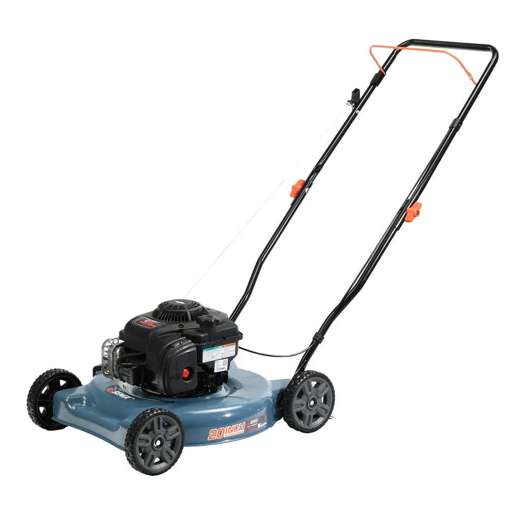 SENIX Gas Lawn Mower, 20 Inch, 125 cc 4 Cycle Briggs Stratton Engine, Push Lawnmower with Side Discharge, 3 Position Height Adjustment, LSPG L2, Blue(Manual Height Adjustment) Image 2