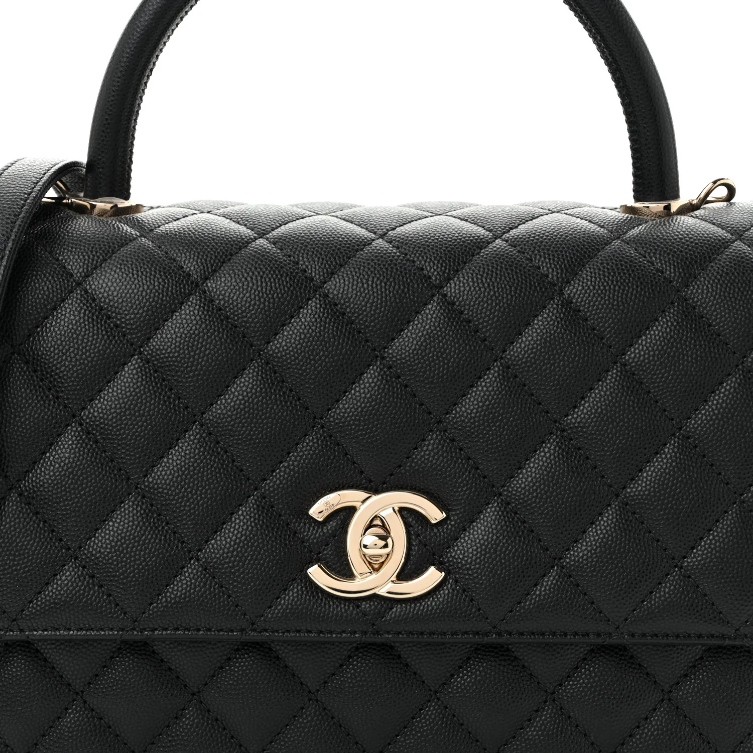 Caviar Quilted Small Coco Handle Flap Black