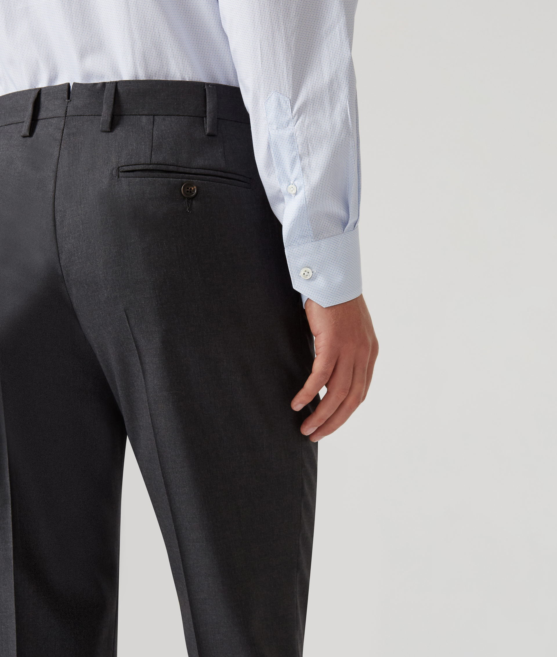 CLASSIC PANTS IN PURE WOOL WITH FRONT CREASE DARK GREY