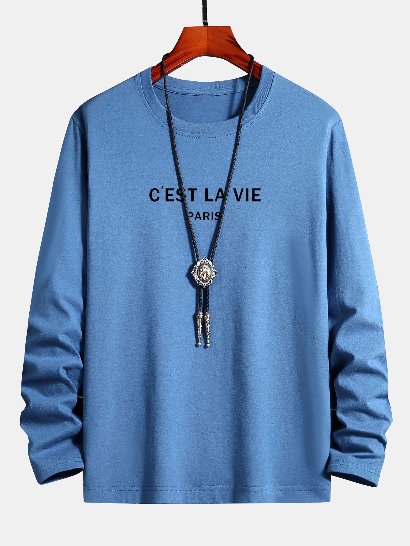 T-shirt en coton à manches longues imprimé Paris