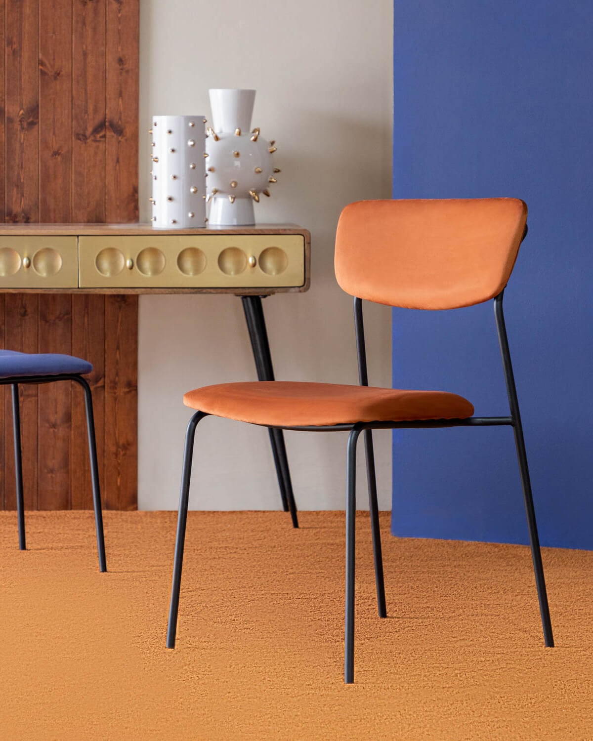 Morgan Terciopelo - Silla de Comedor de Metal y Terciopelo Morgan