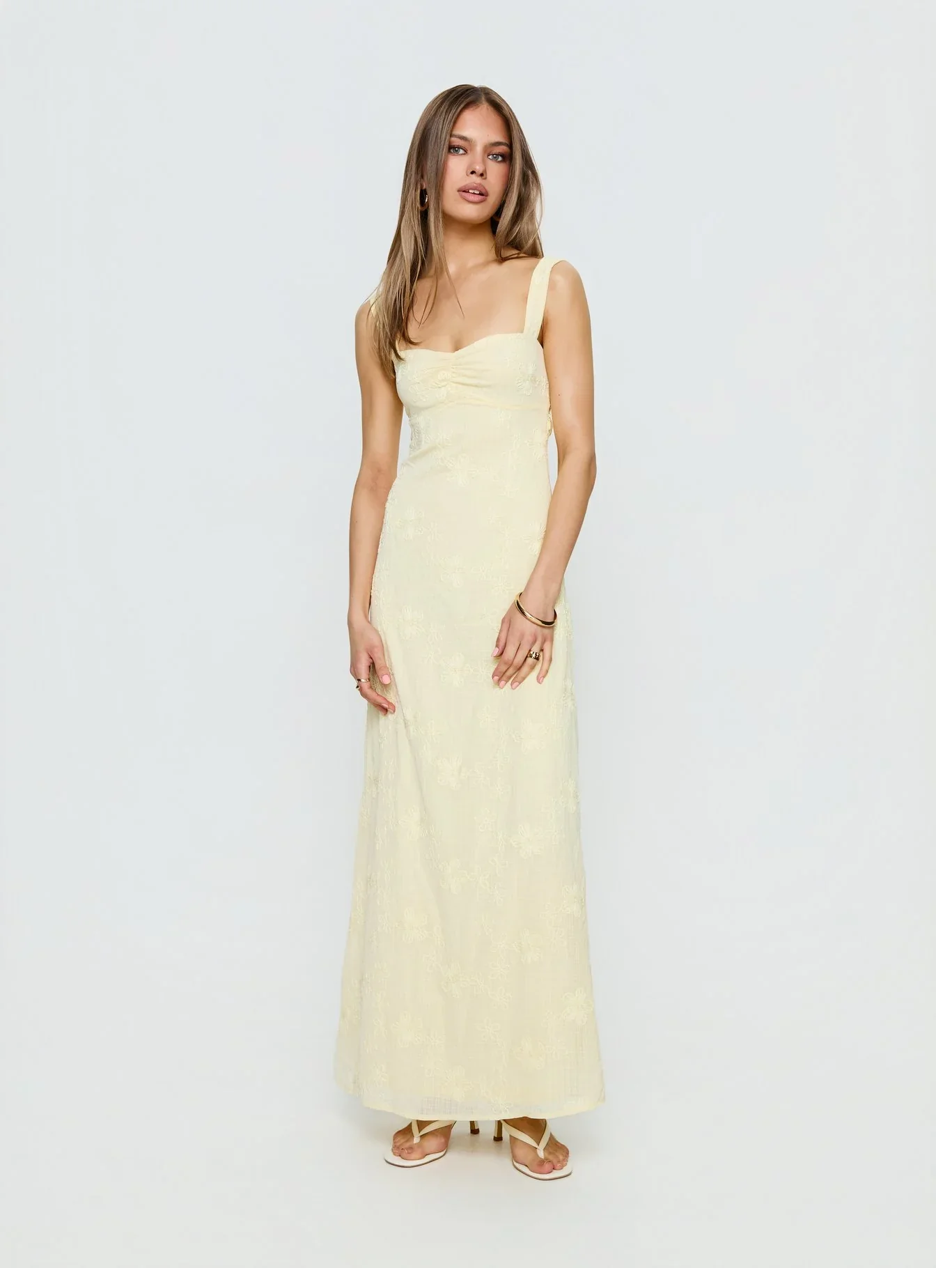 Maisone Broderie Maxi Dress Lemon