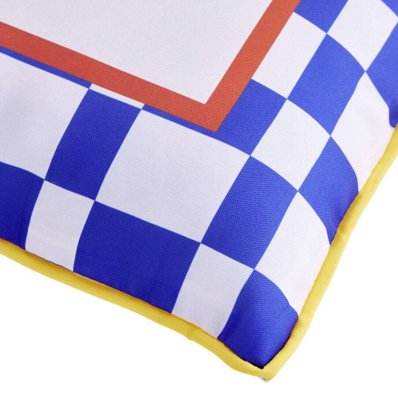 Coussin carré inscription La Dolce Vita bleu et blanc 40x40cm