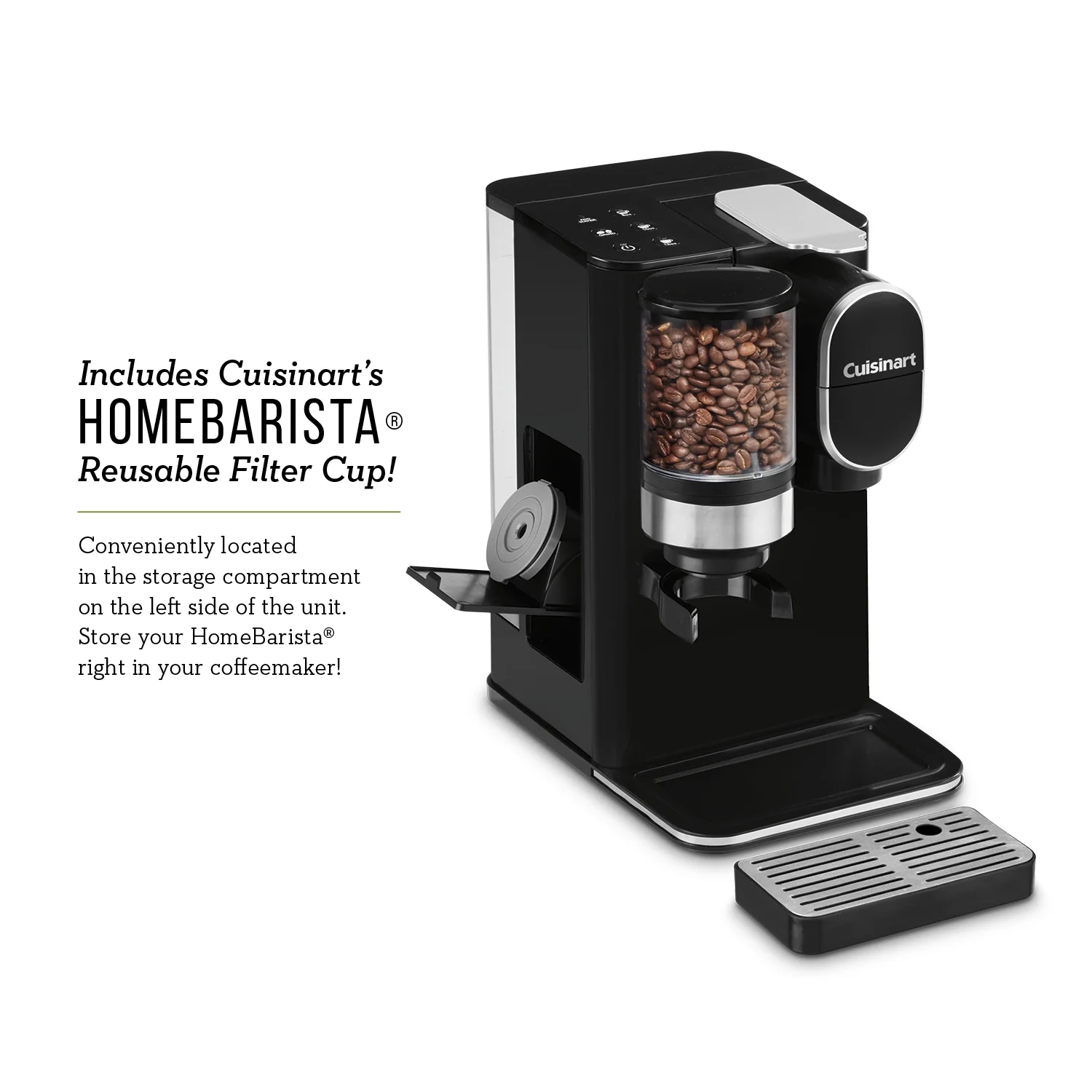Cuisinart Grind & Brew Classic Black Single Serve Coffee Maker with Built - in Grinder