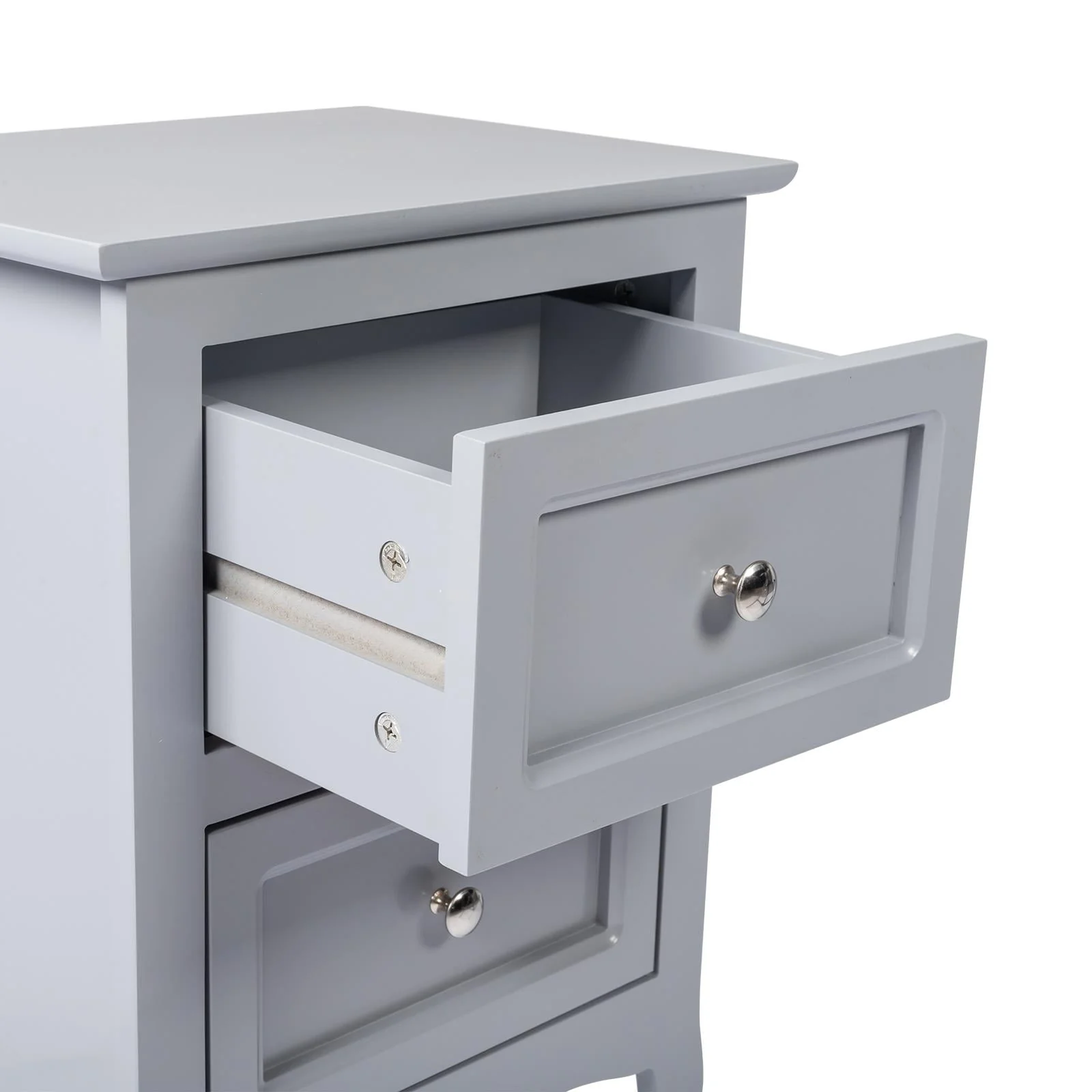 Nightstand, Bedside Table with 2 Storage Drawers, End Side for Bedroom, Country Style Set of 2,Gray(Brown) - Image 7