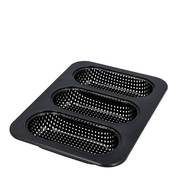 Bread Buddies minibaguettform for 3 stk perforert 26x18 cm svart