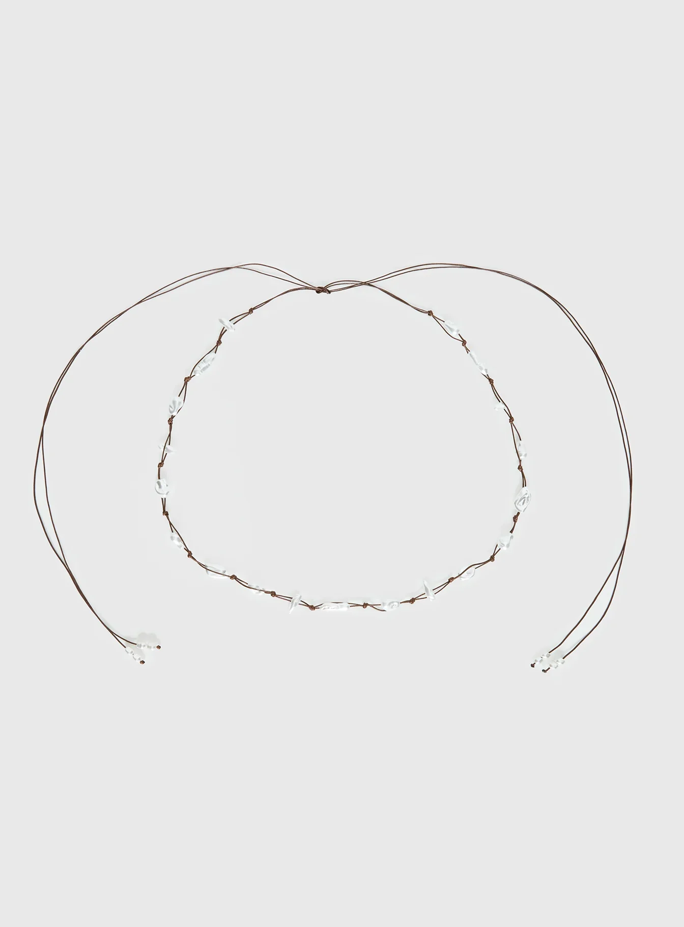 Delle Pearl Detail Wrap Belt Brown