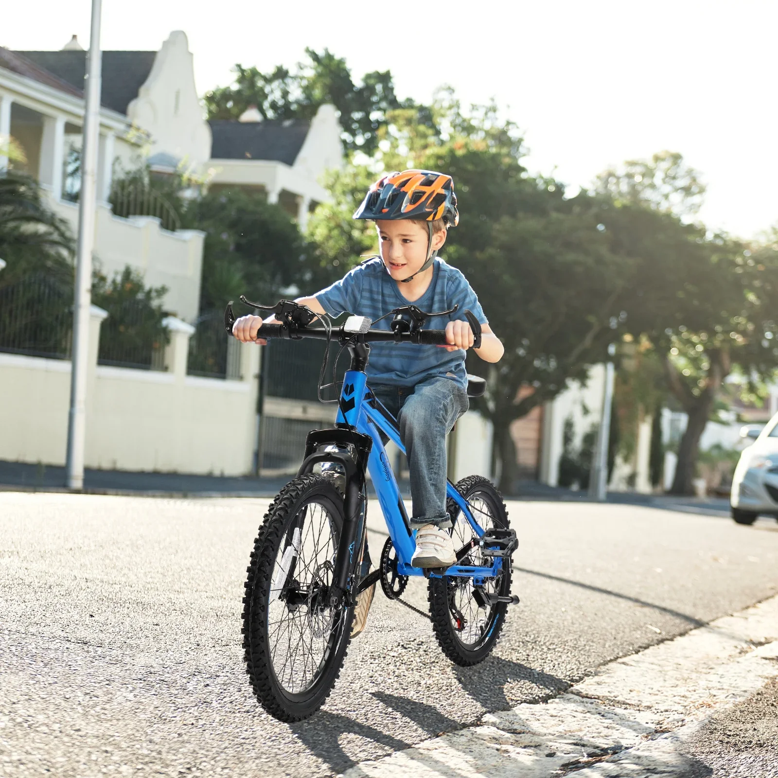 UBesGoo 20in 7 Speed Mountain Bike, Lightweight All Terrain Bicycle with Dual Disc Brakes, Suspension, Black Red