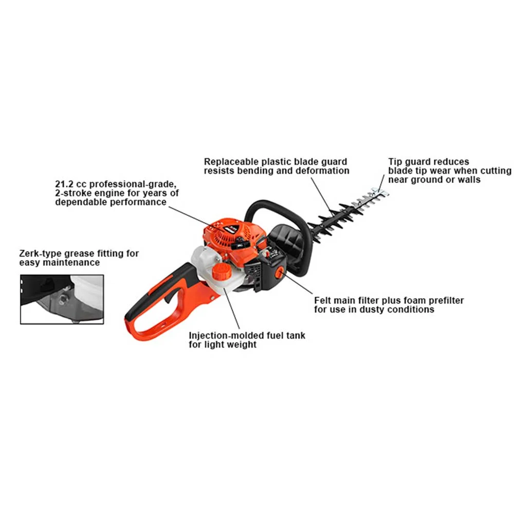 HC-2020AA 20" 21.2 cc 2-Stroke Gas Powered Hedge Trimmer, Double-sided Blades - Image 2
