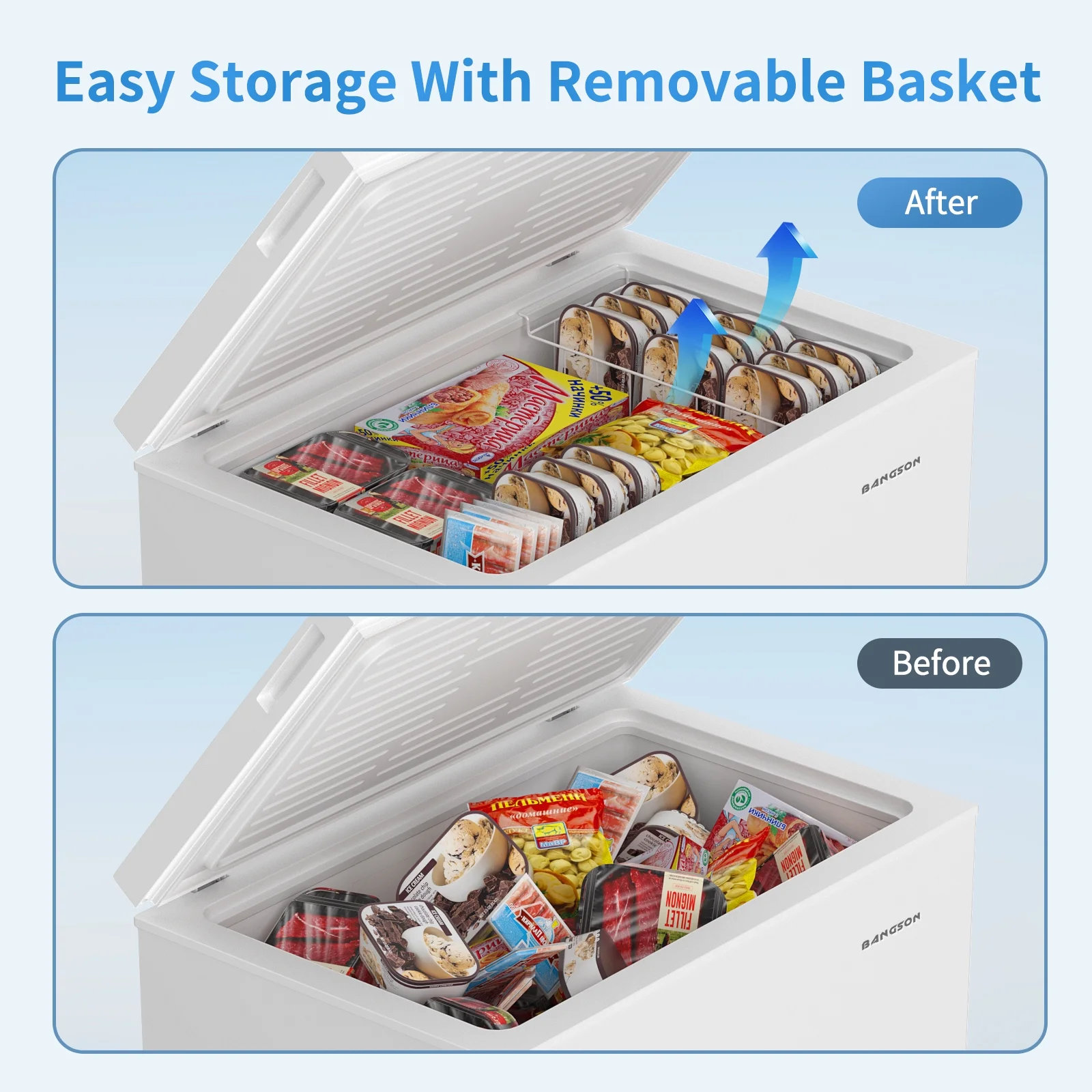 7.0 Cu.Ft Chest Freezer, Deep Freezer with Adjustable Thermostat, Top Open Door Freezer with Removable Basket, Quiet Operation, Ideal for Kitchen/Apartment/Office - Image 8