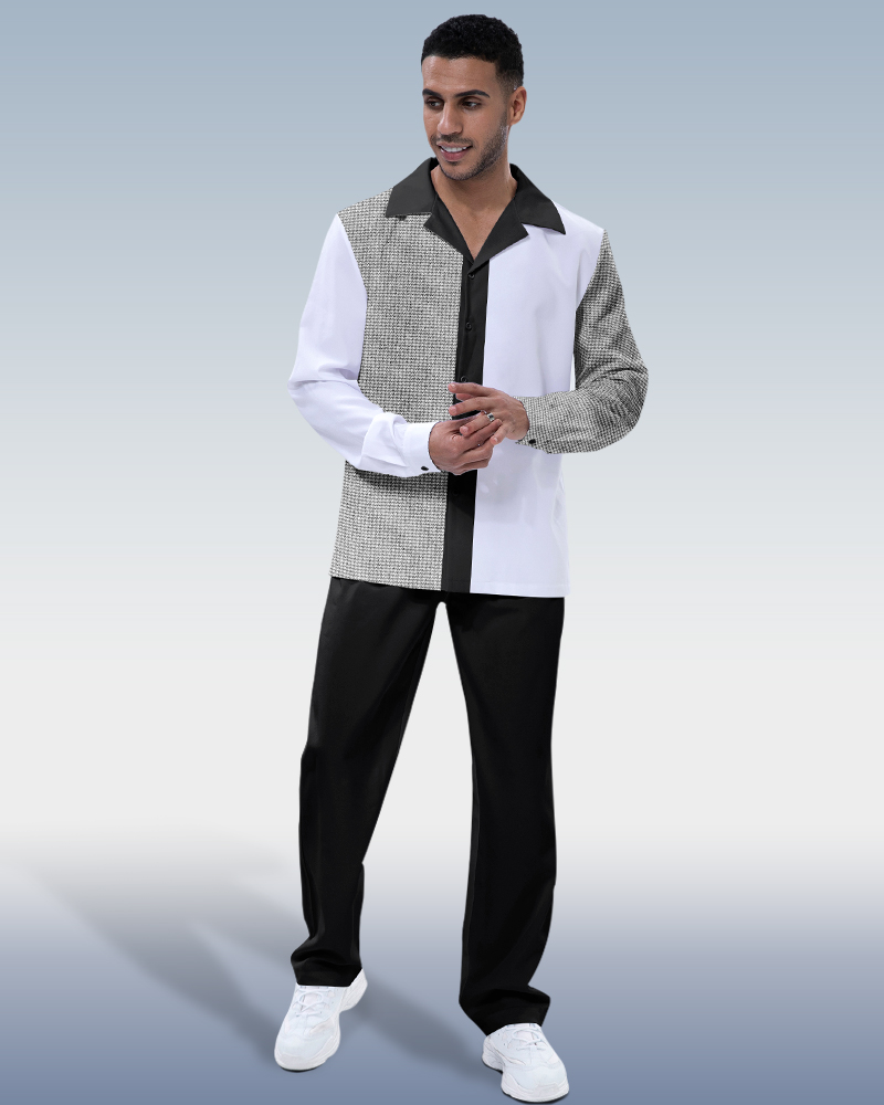 Combinaison de randonnée pour homme Suitmens, noire, à blocs de couleur verticaux et manches longues.