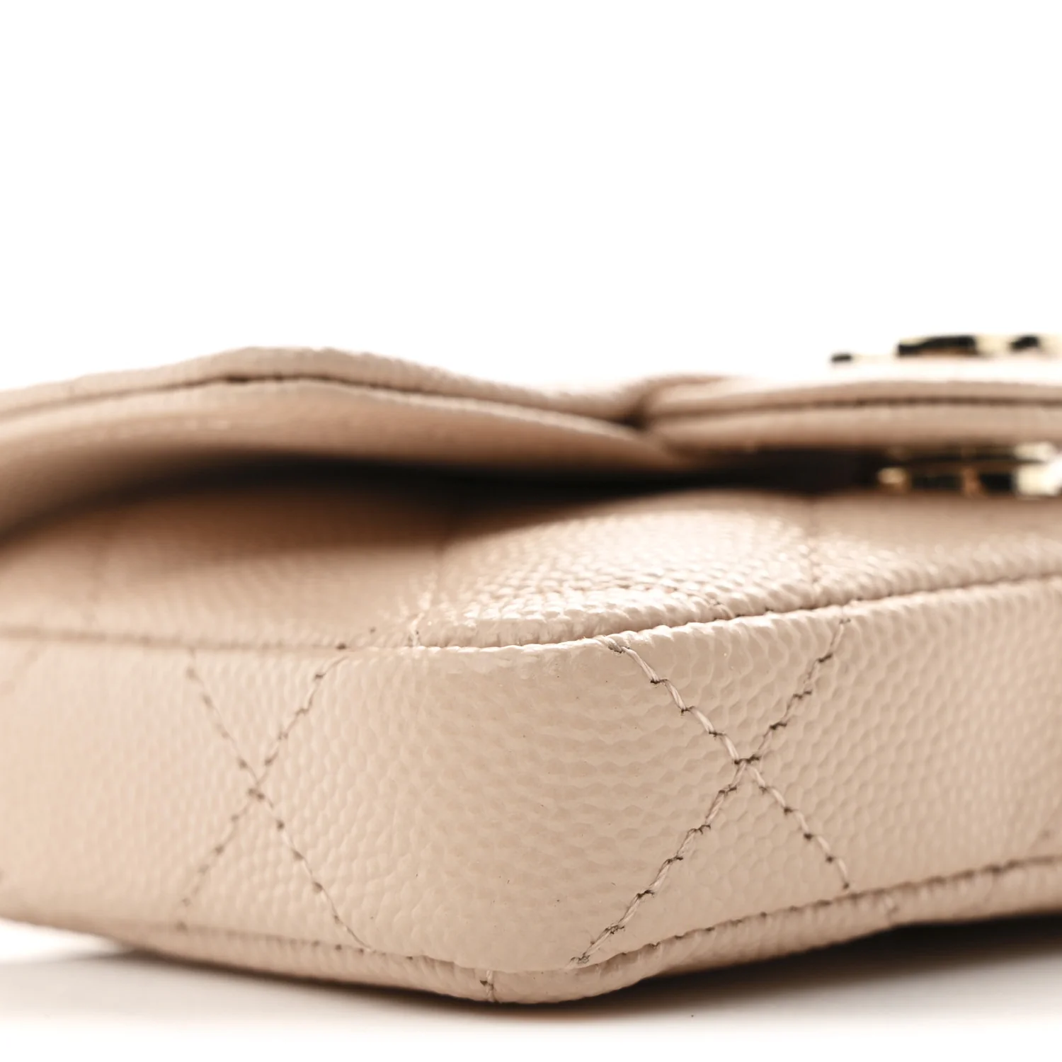 Caviar Quilted Mini Chain Belt Bag Light Beige