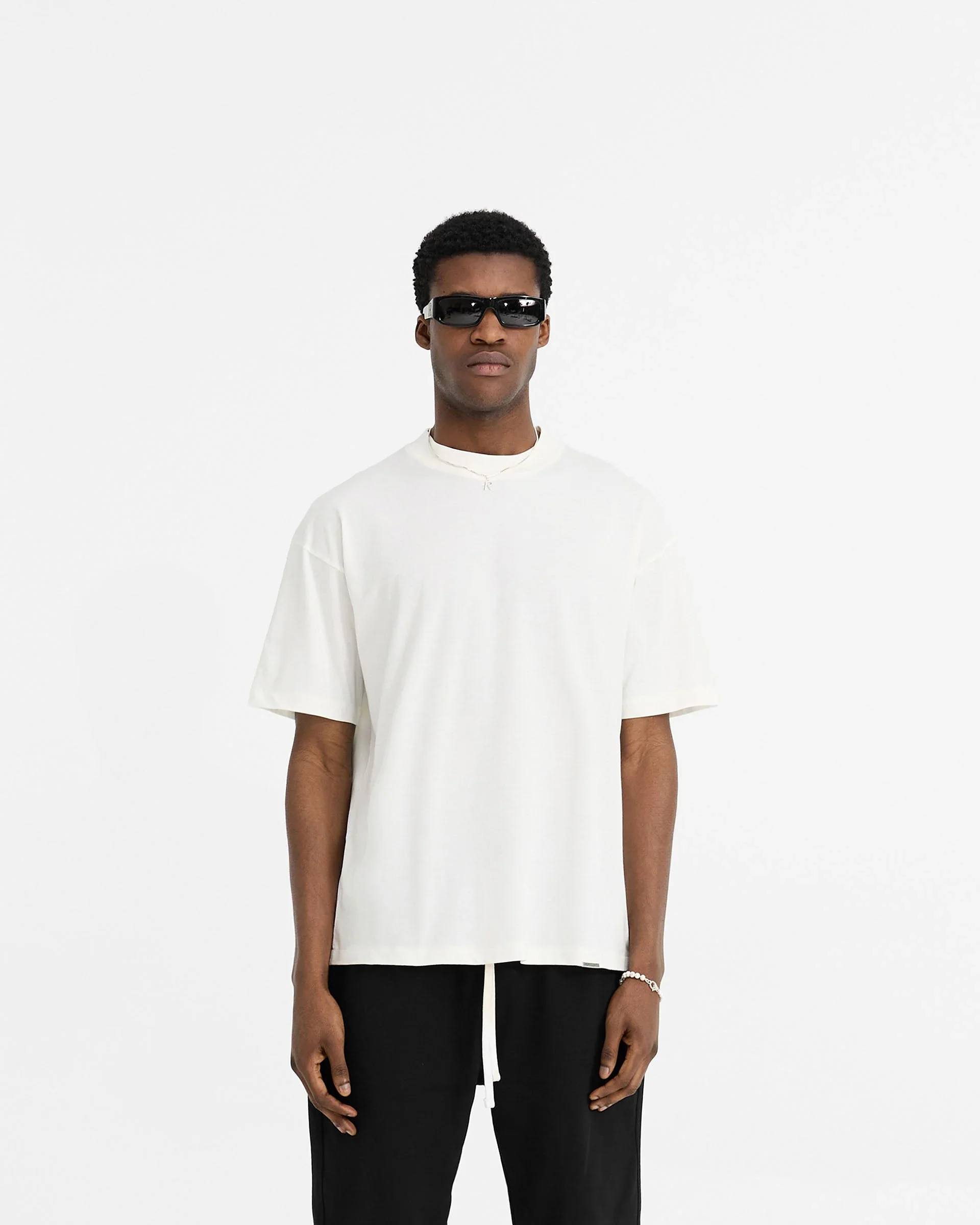 2 x Initial Oversized T-Shirt - Flat White & Black