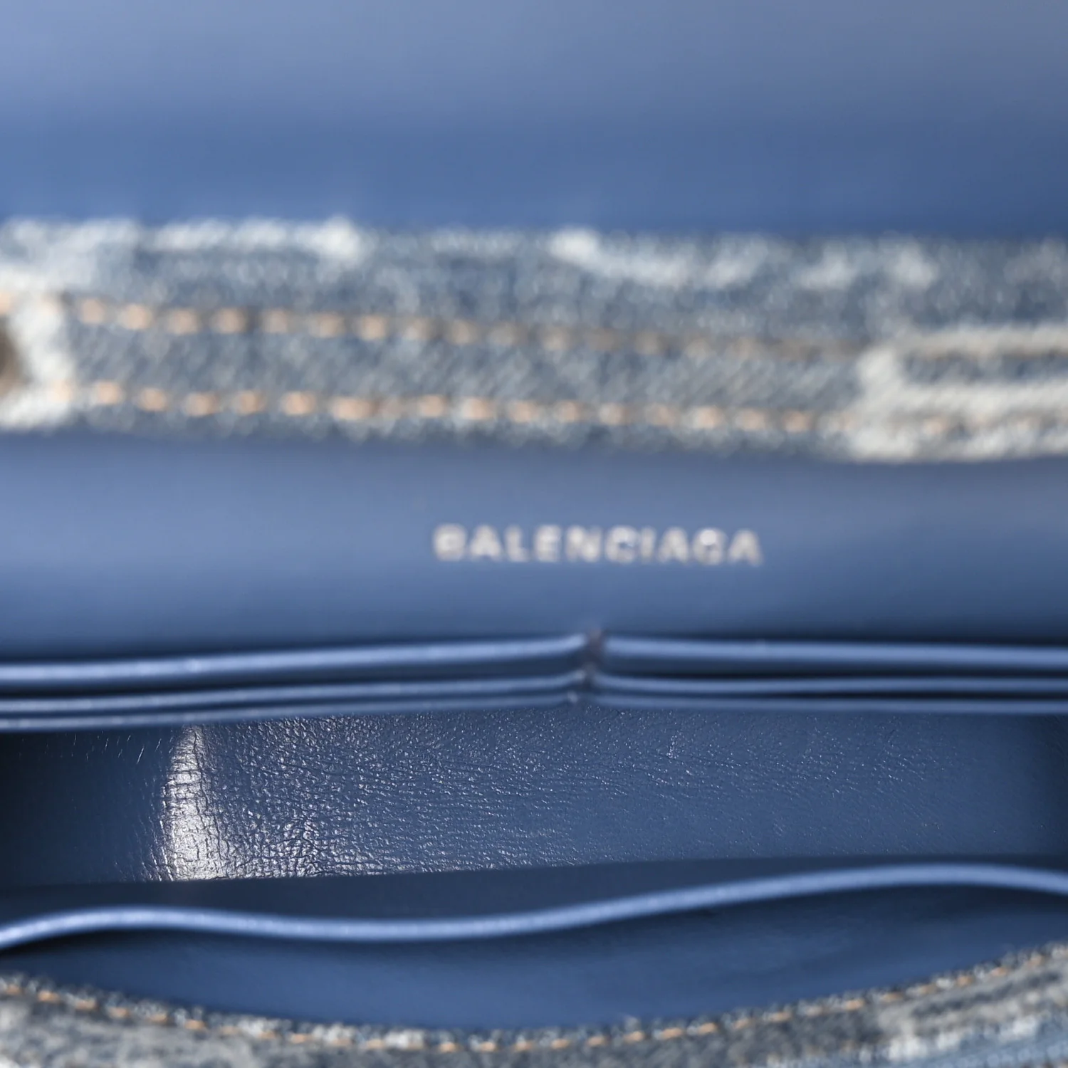 Denim BB Monogram Hourglass Chain Bag Blue