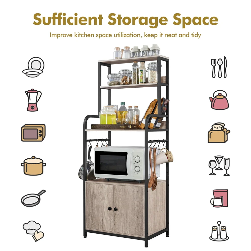 SmileMart Kitchen Baker's Rack Utility Storage Shelf Unit Microwave Stand, Gray