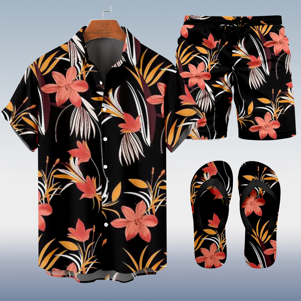 Ensemble trois pièces Suitmens pour homme, imprimé vacances hawaïennes, motif tiki, référence 014