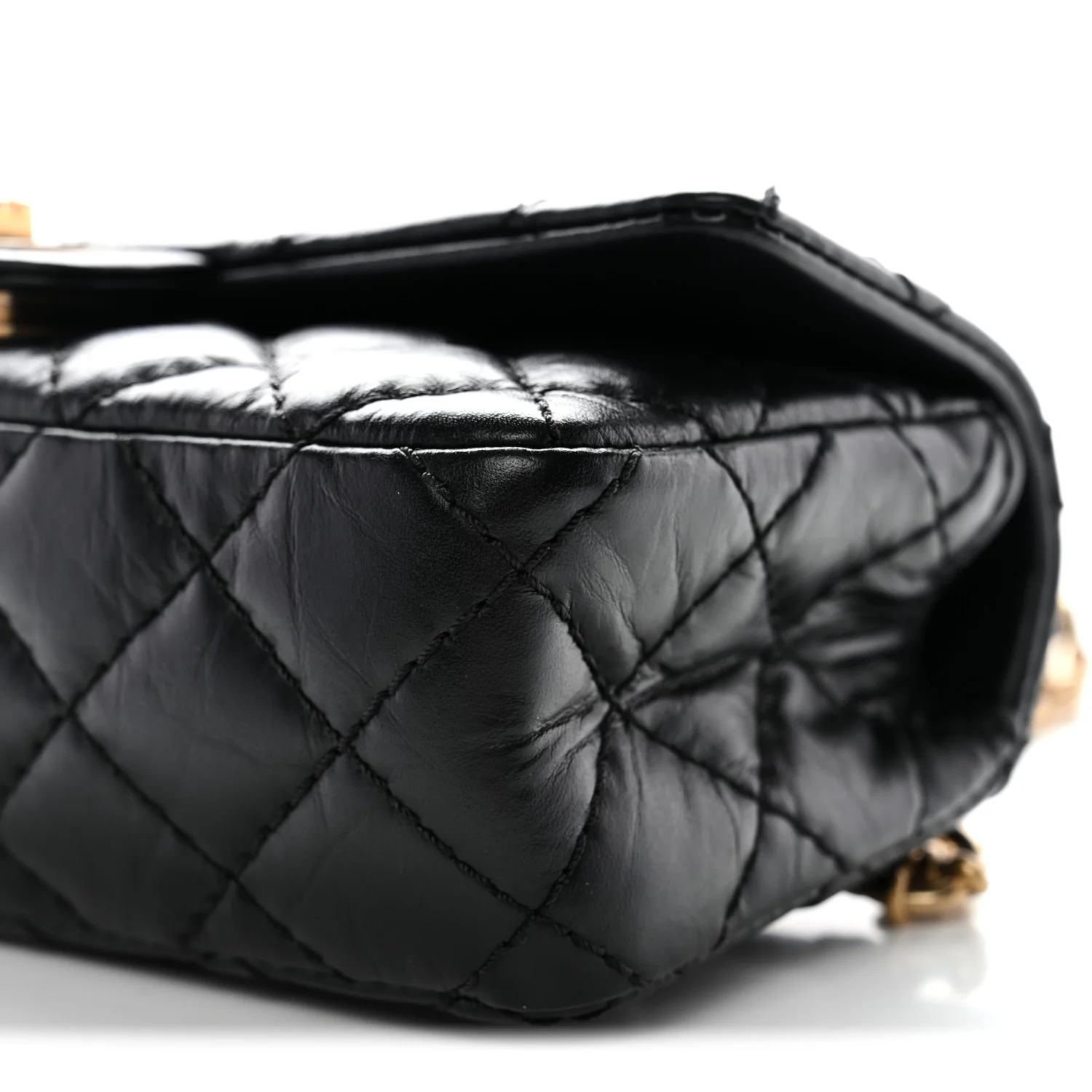 Aged Calfskin Quilted 2.55 Reissue Chain Waist Bag Black