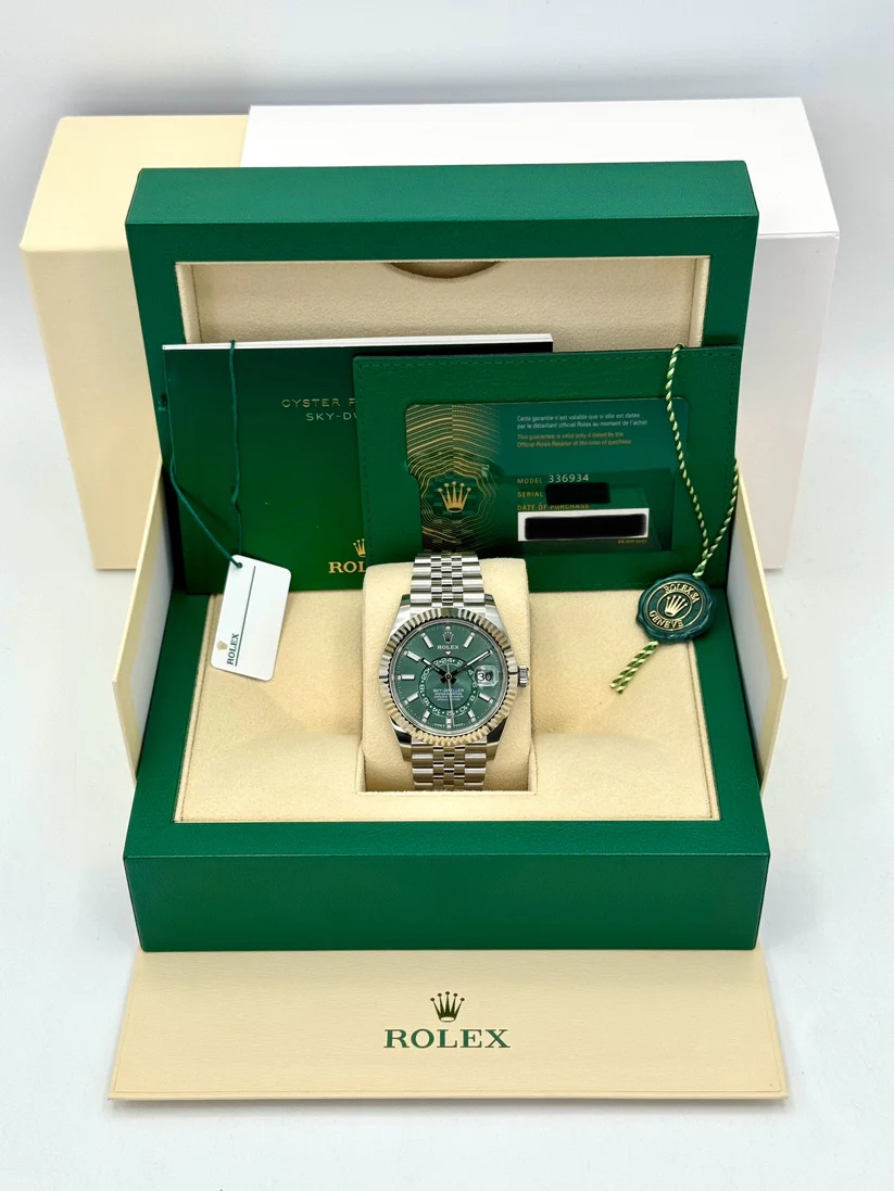 [Super Clone]RLX  Sky-Dweller 42mm Stainless Steel Green Dial Jubilee - 336934