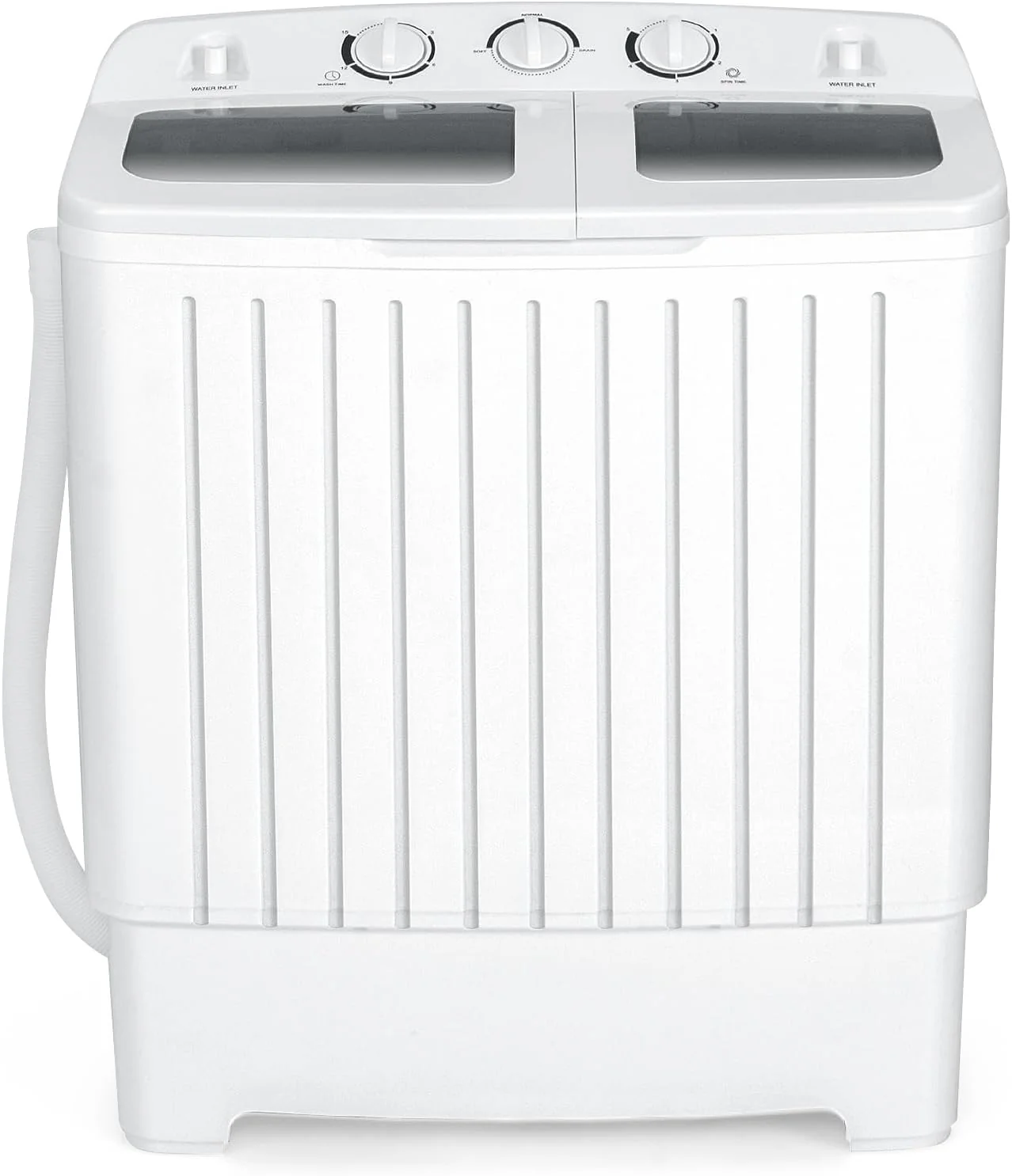 Portable Washing Machine, Twin Tub 20 Lbs Capacity, Washer(12 Lbs) and Spinner(8 Lbs), Durable Design, Timer Control, Compact Laundry Washer for RV, Apartments and Dorms, Grey+White