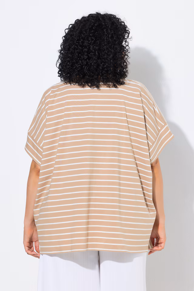 Striped Oversized Cap Sleeve Tee
