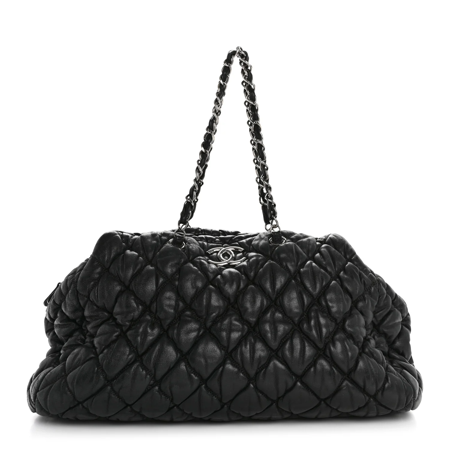 Calfskin Bubble Quilt Bowler Black