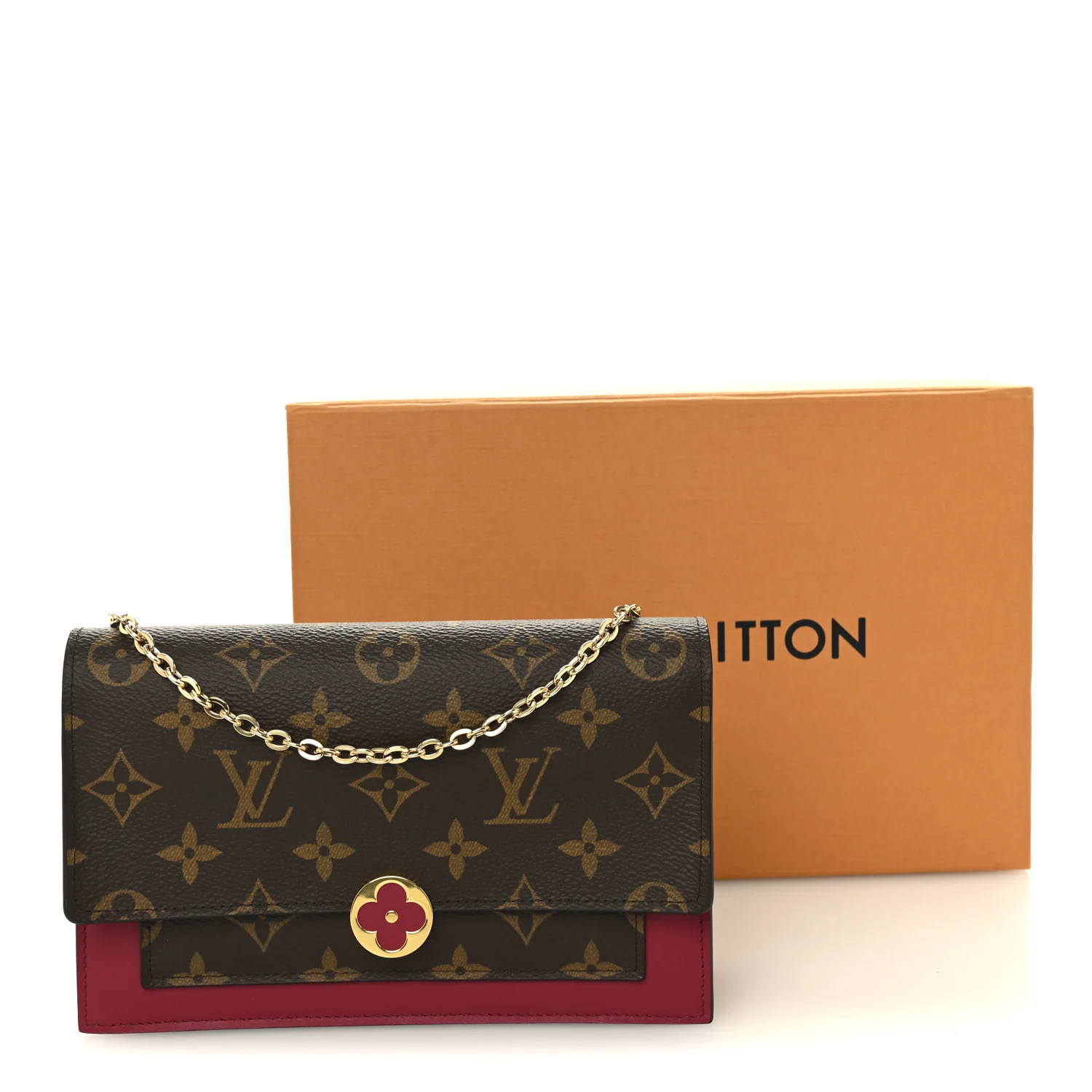 Monogram Flore Chain Wallet Fuchsia