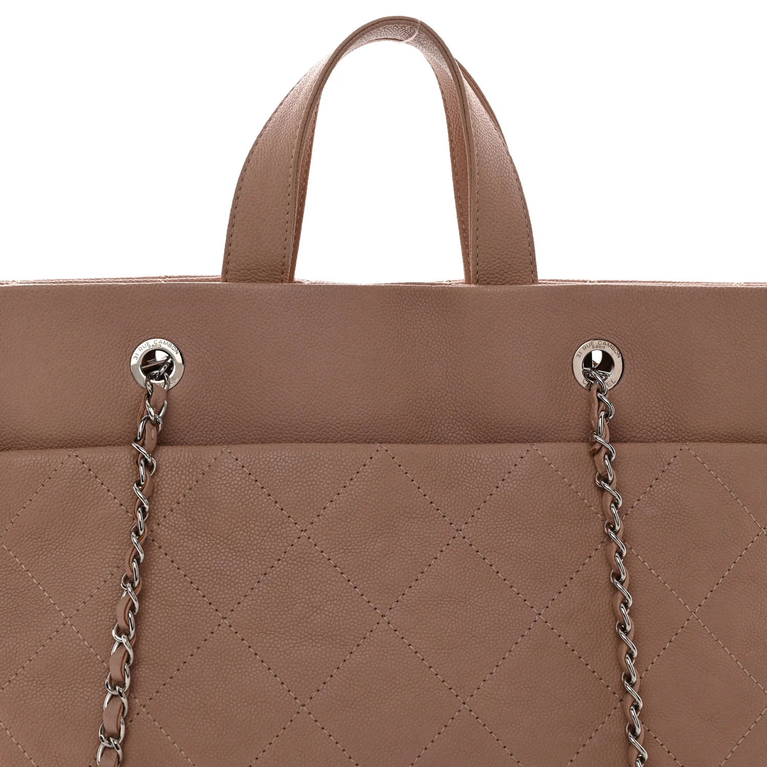 Caviar Quilted Shopping Tote Pink