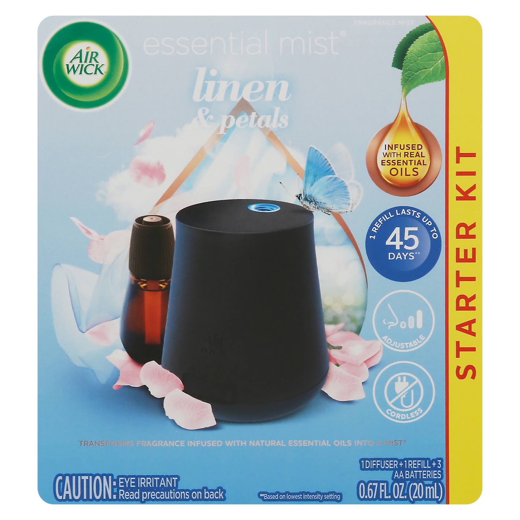 Air Wick Essential Mist Linen & Petals Starter Kit (Diffuser & Refill)