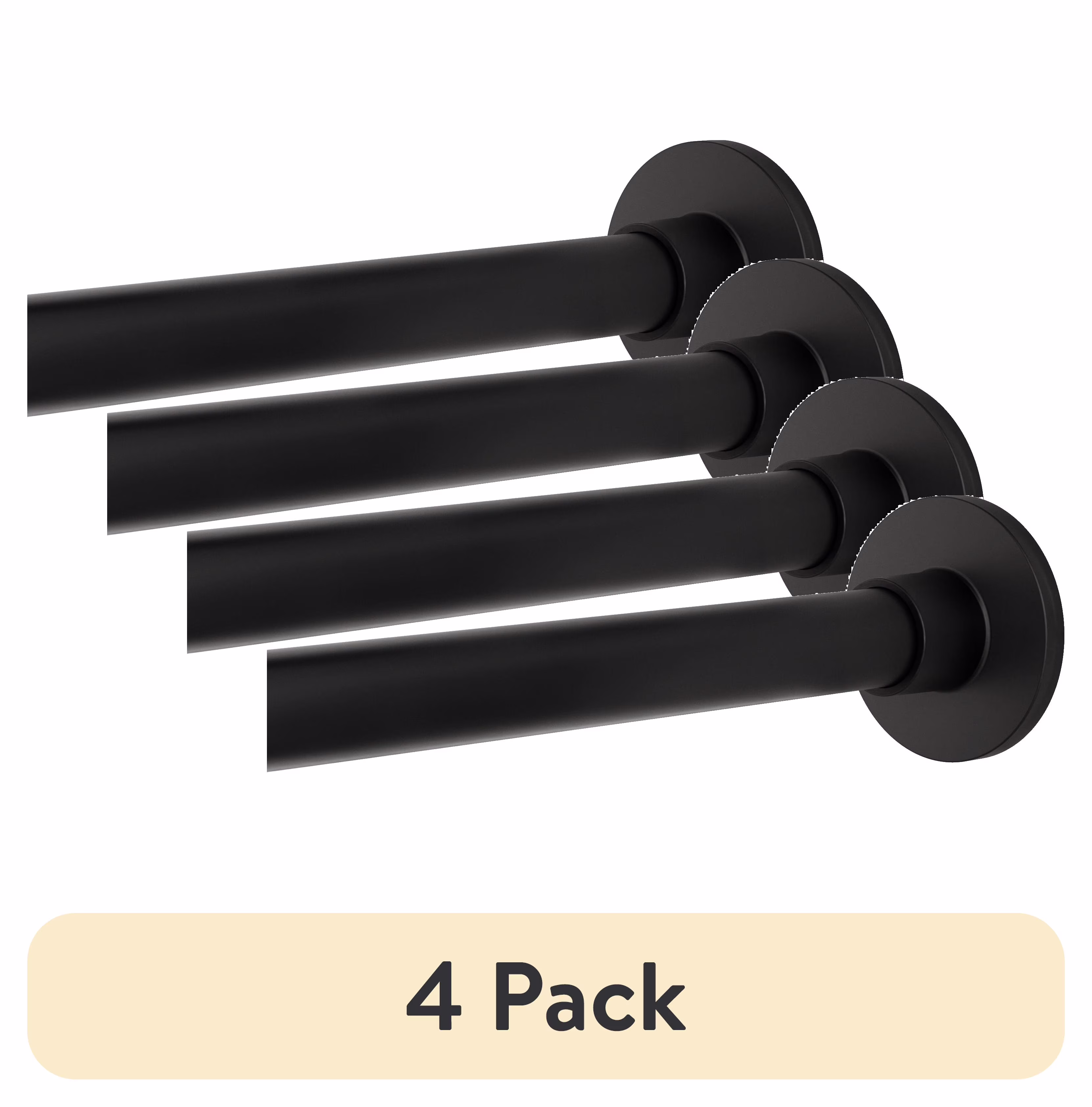 (4 pack) Better Homes & Gardens Rustproof 43�?- 72�?Modern Adjustable Tension Shower Curtain Rod, Matte Black
