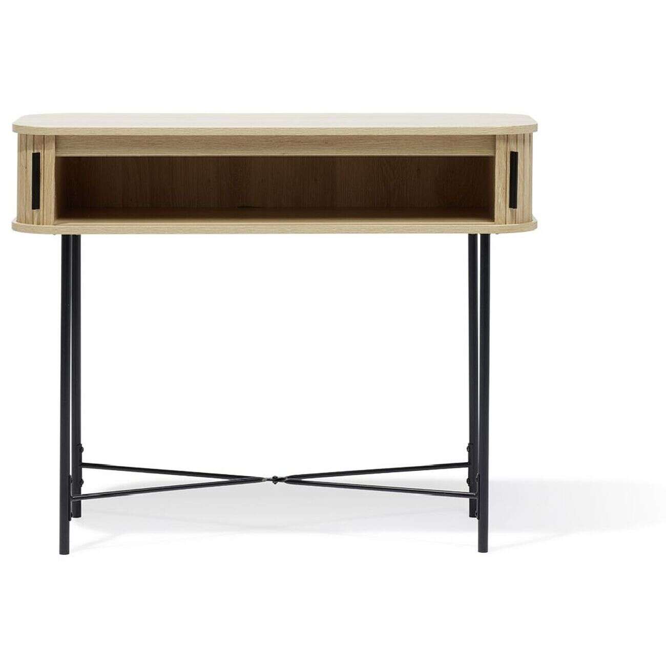 Console Grège bois naturel et noir - L100xP35xH80 cm