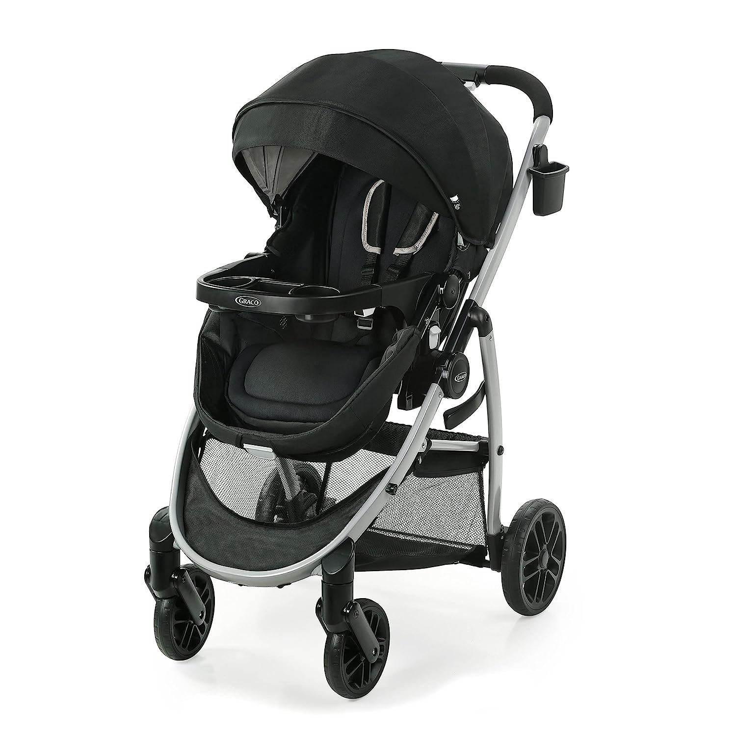 Poussette Graco Modes Pramette, poussette bébé avec véritable mode nacelle, siège réversible, pliage à une main, rangement supplémentaire, tablette pour enfant, Pierce