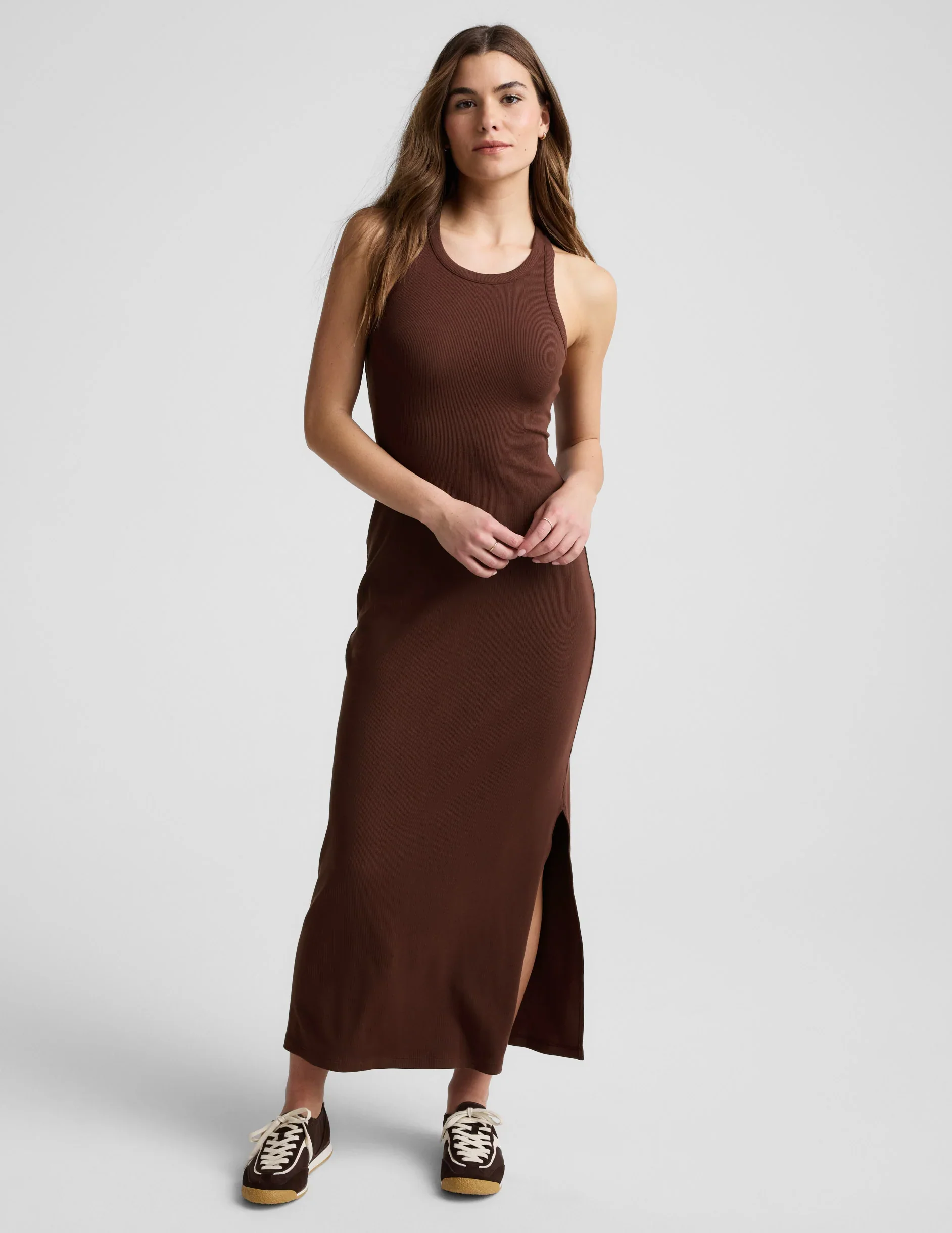 Ribbed High Neck Maxi Dress