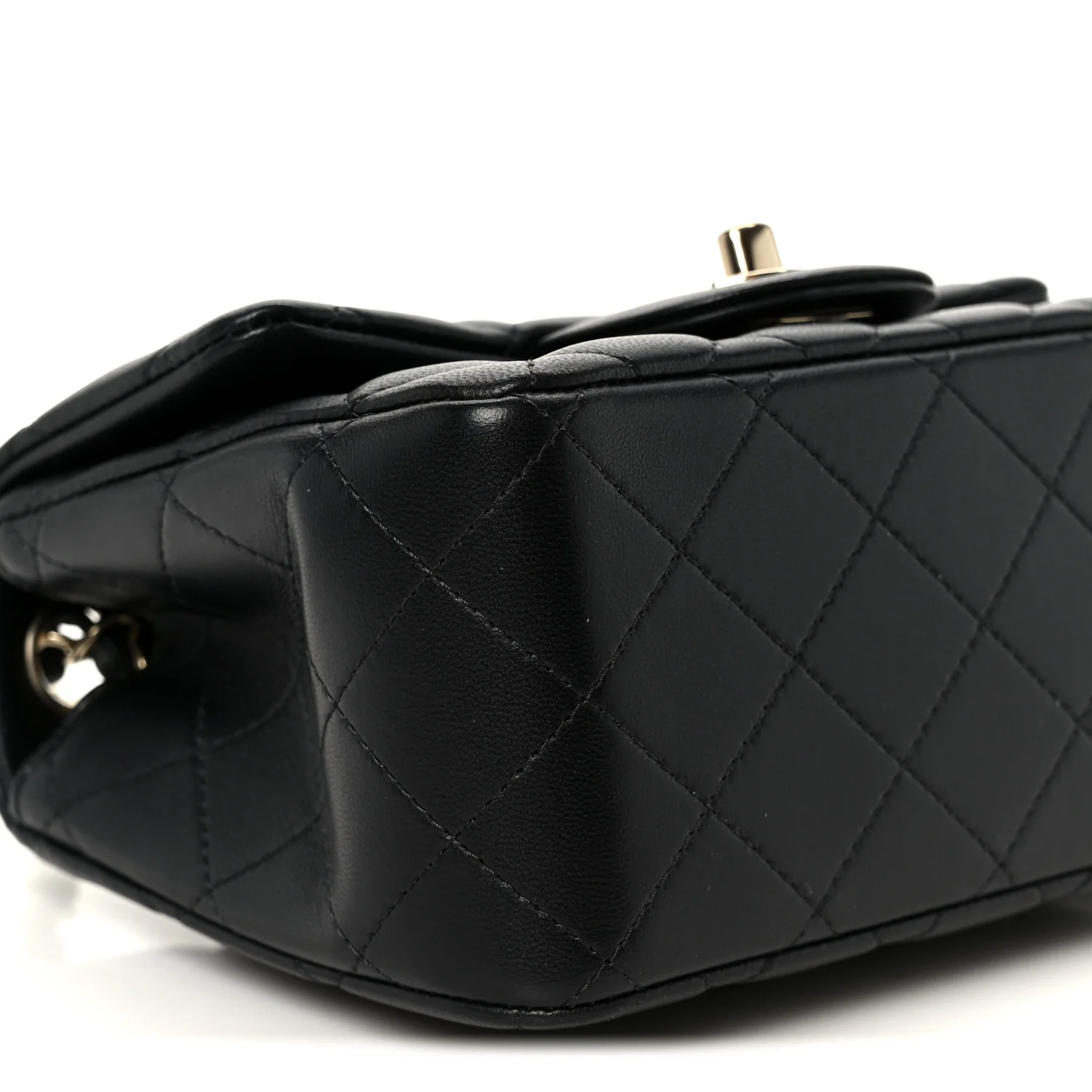 Lambskin Quilted Mini Square Flap Black