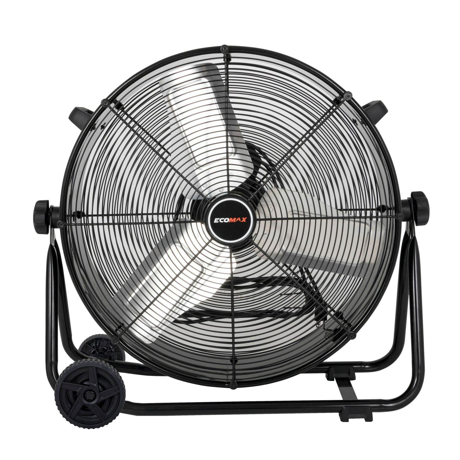 24 Inch High Velocity Drum Floor Fan. Industrial. 3-Speed. Adjustable Tilt