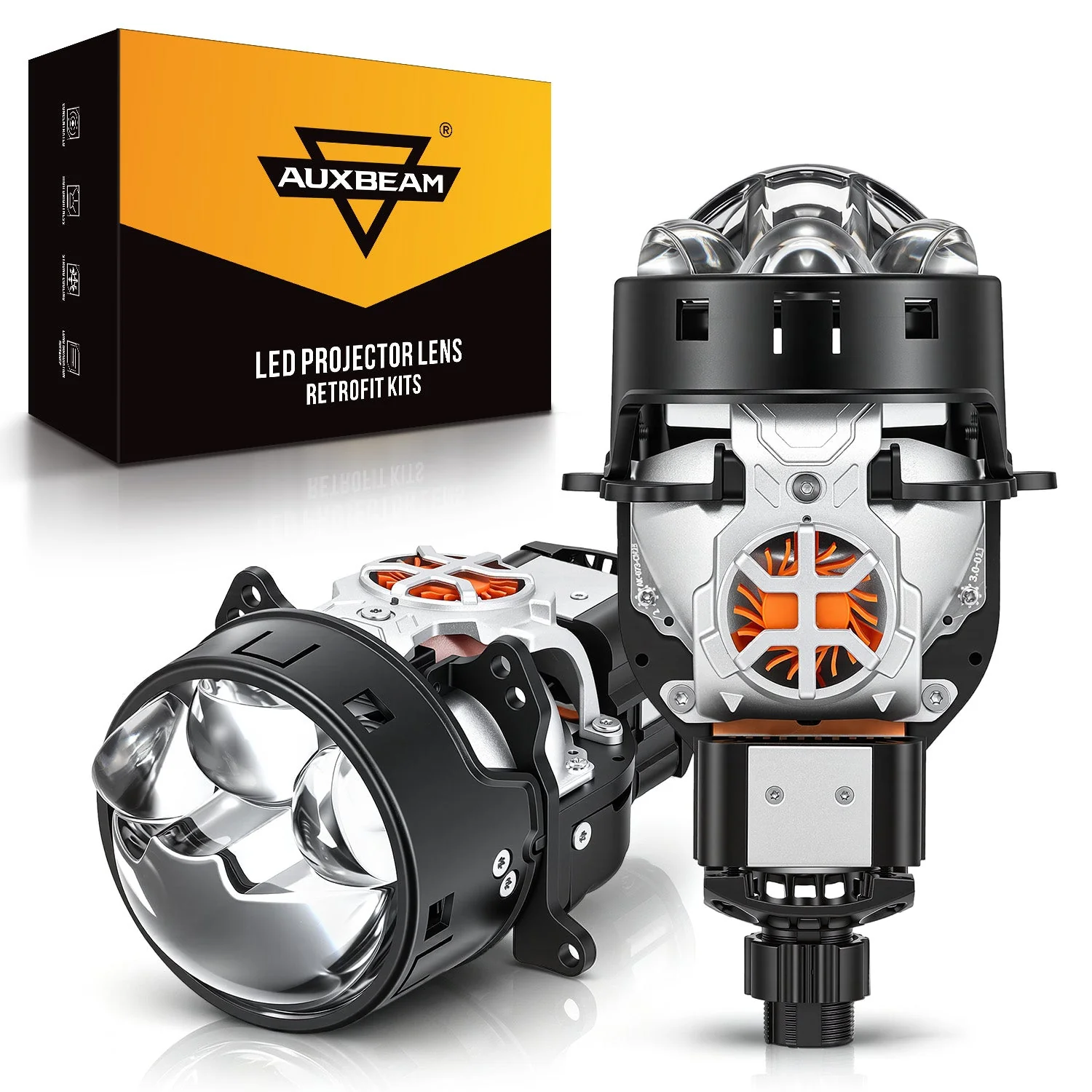 3 Inch 148W Dual Fan Cooling Bi-LED Projector Headlight 6500K Triple Beam Laser Assist C6 Series Non-destructive & Retrofit Compatible Upgrade Kit