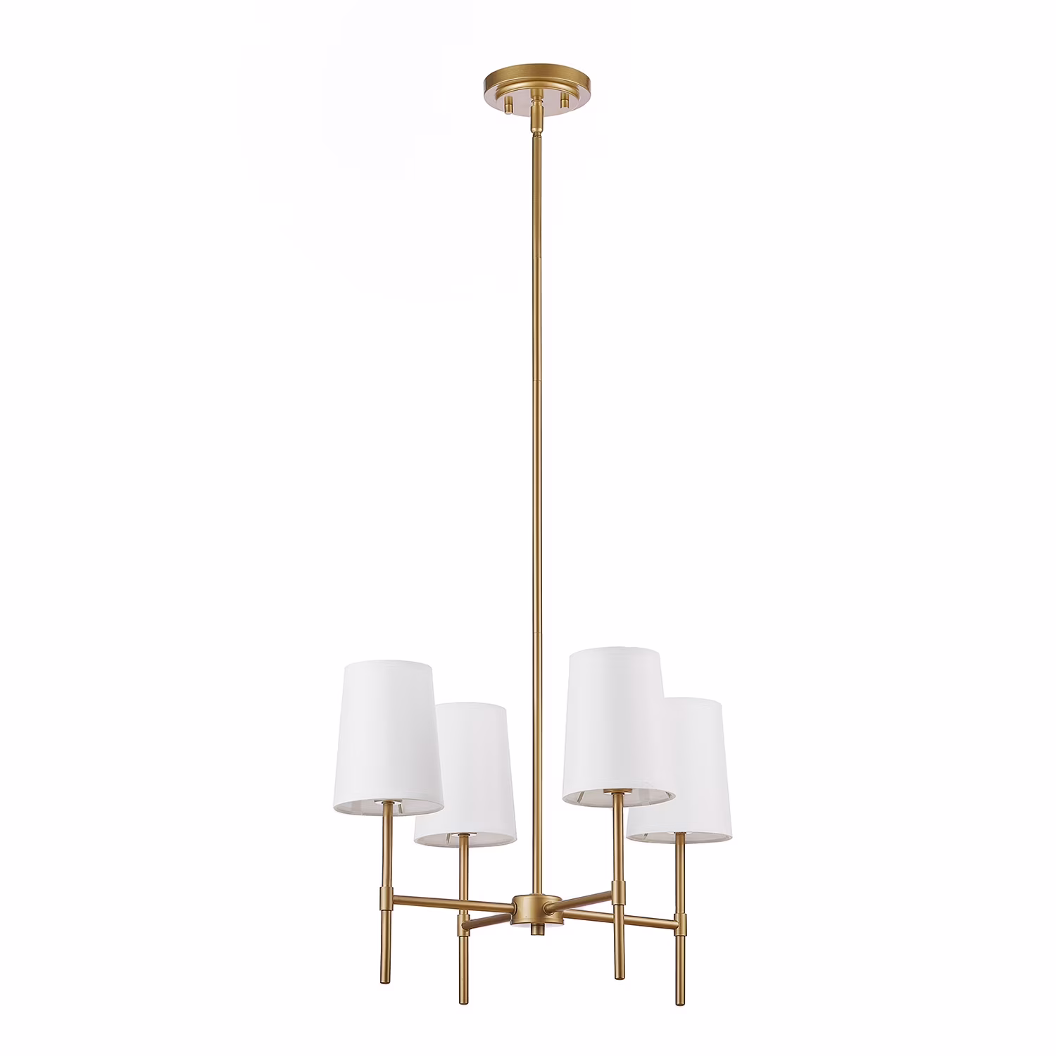Better Homes & Gardens Meadowood 4-Light Chandelier, Matte Black Finish, White Fabric Shades, LED Bulbs Included
