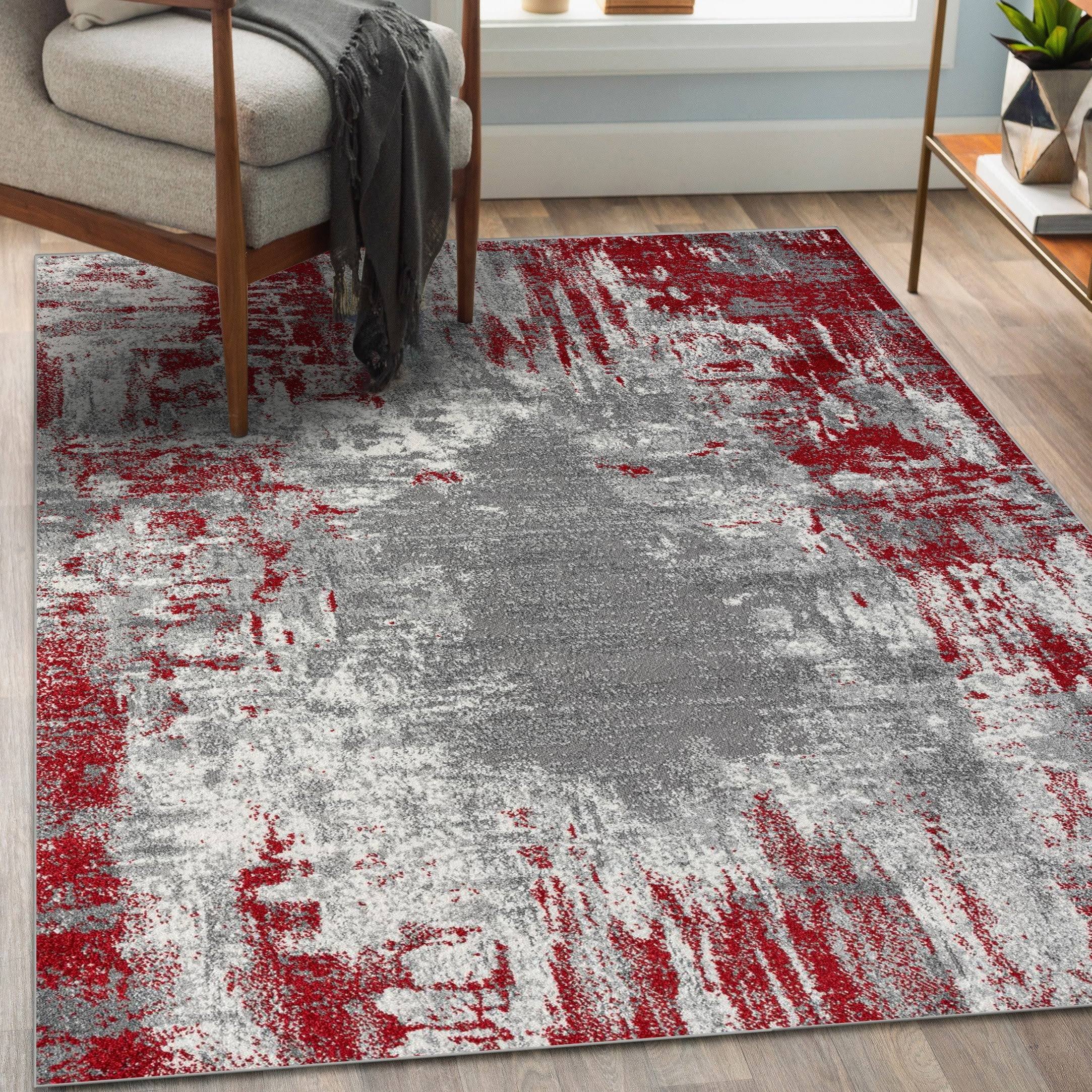 Luxe Weavers Euston Collection 7680 Red 2x3 Modern Abstract Area Rug