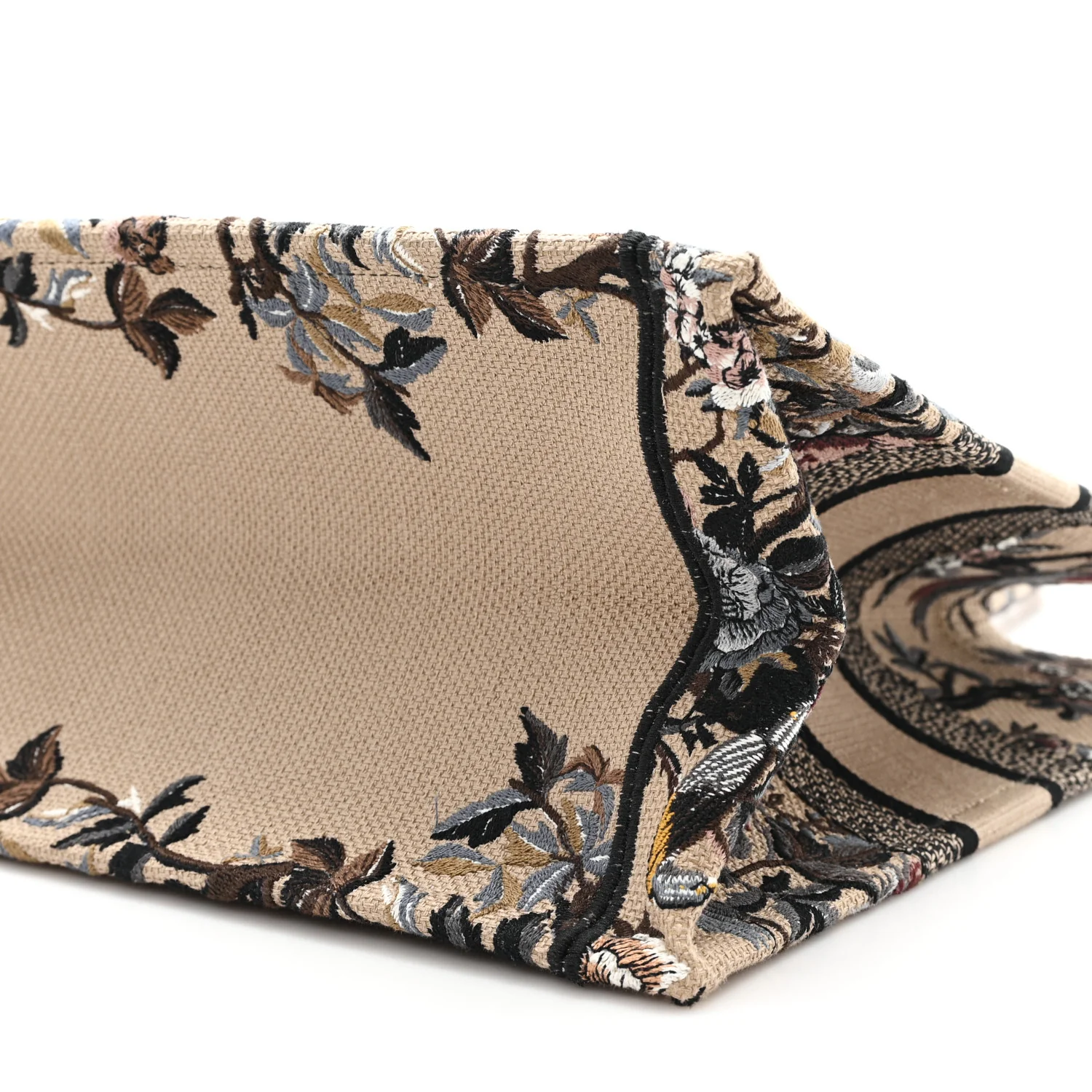 Canvas Embroidered Jardin D'Hiver Medium Book Tote Beige Multicolor