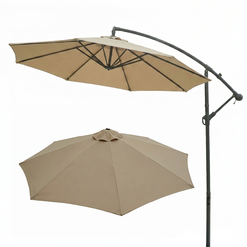 3M Modern Iron 8 Ribs Cantilever Parasol Foldable Manual Tilting Waterproof Sun Rain Cover Outdoor Park Patio Umbrella