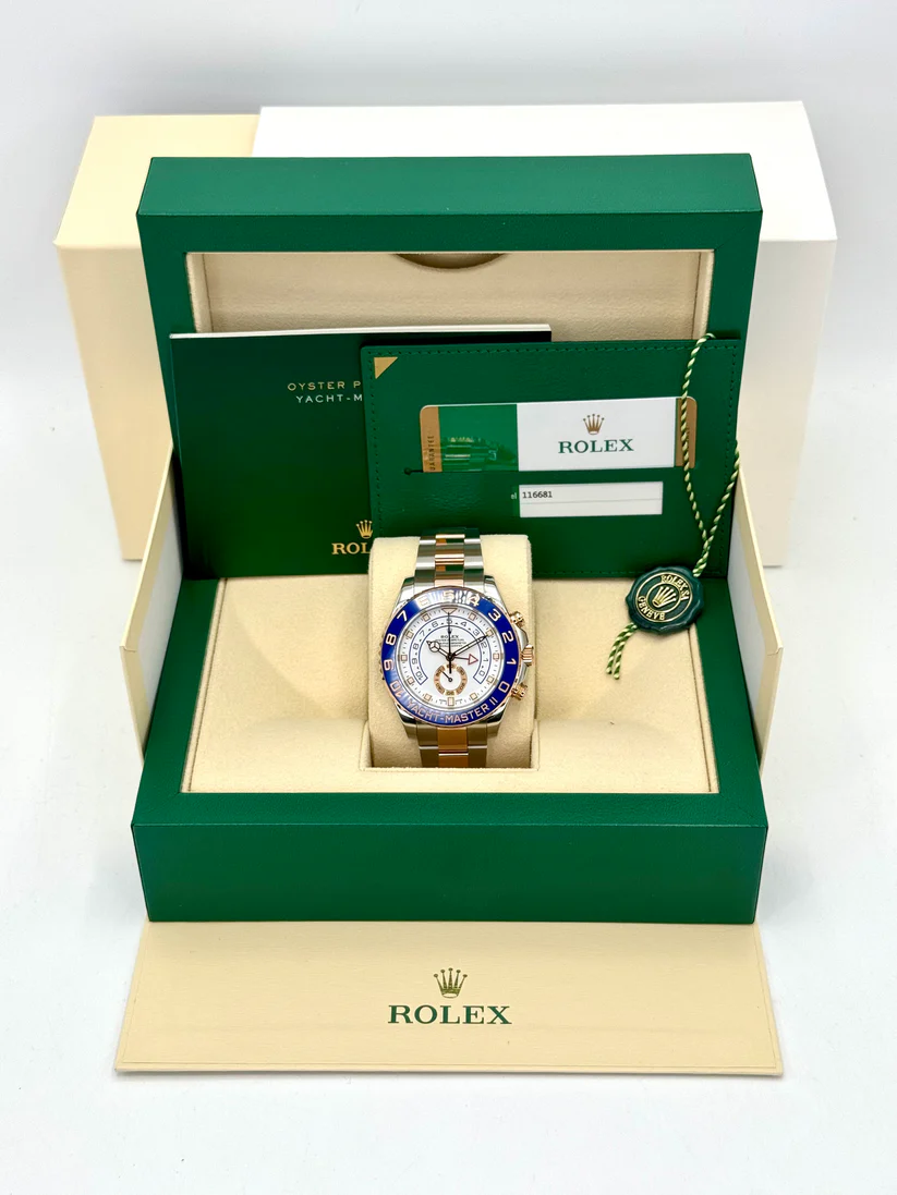 [Super Clone]Rolex Yacht-Master II Two Tone Steel Rose Gold White Dial Watch 116681